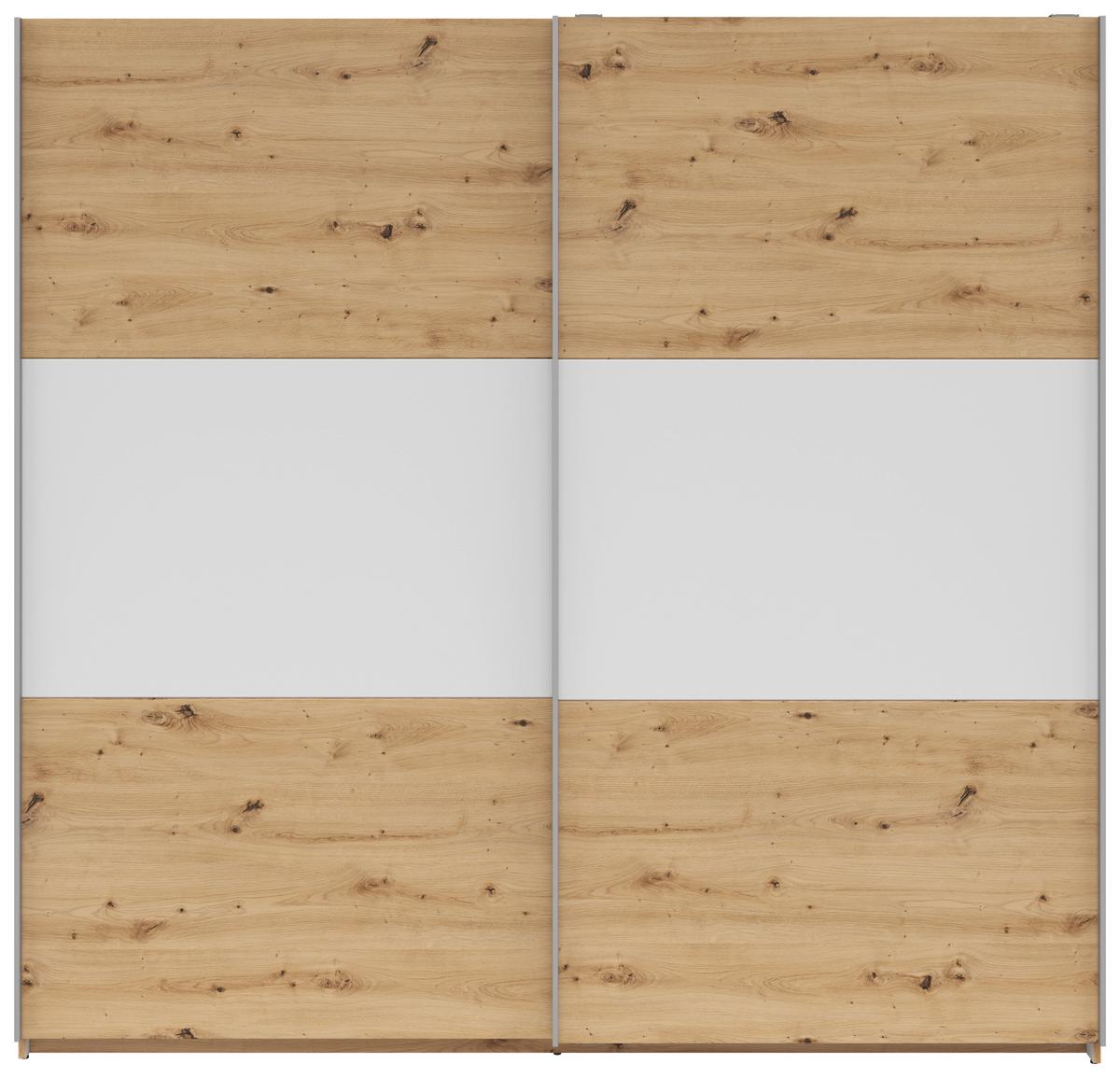 Omara Z Drsnimi Vrati Saturn - srebrne barve/barve hrasta, Konvencionalno, kovina/leseni material (218/210/59cm) - Mömax