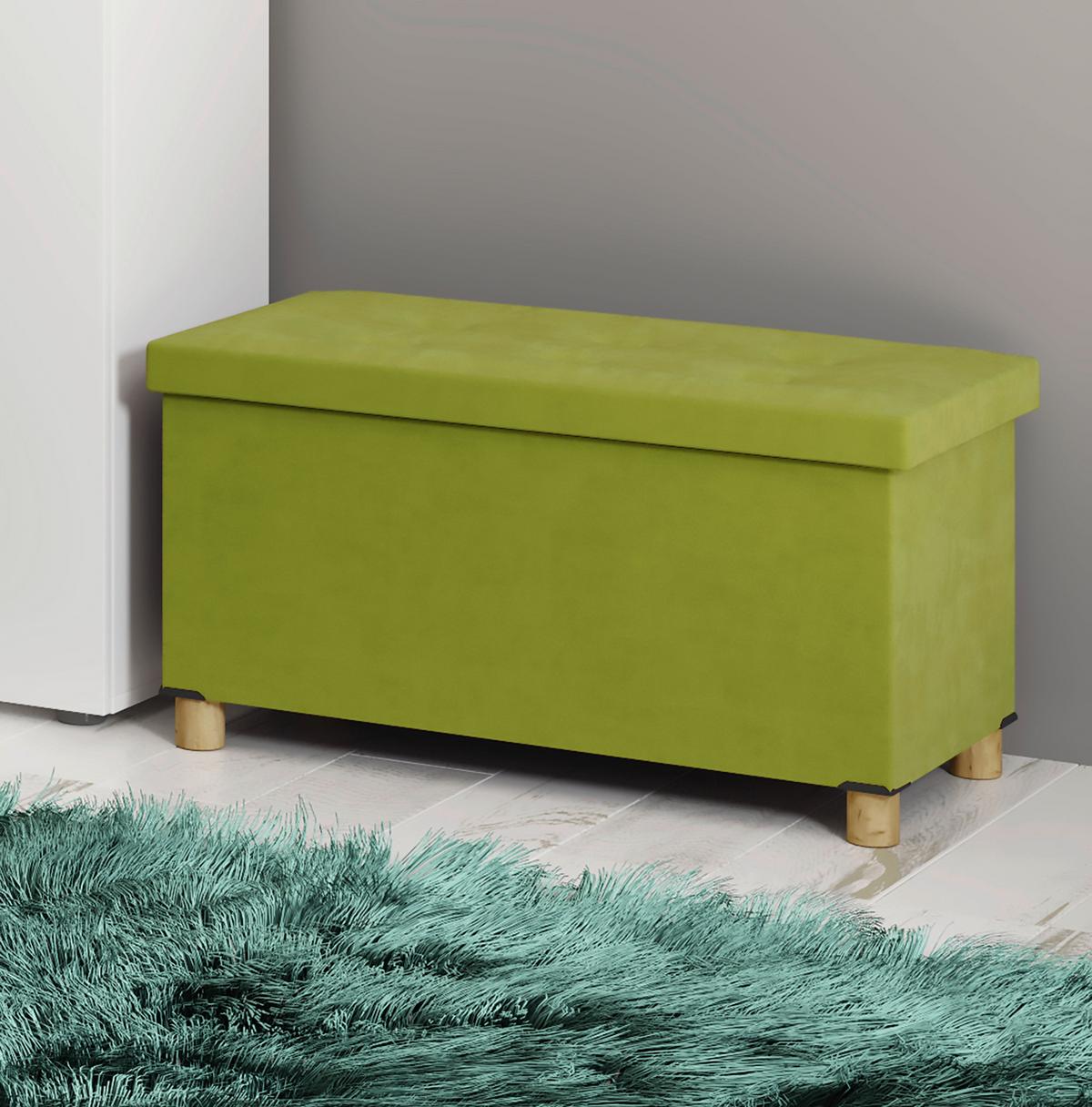 Klop S Skrinjo Sizos L, Zelena - zelena/rjava, Moderno, tekstil/leseni material (76/40/38cm) - MID.YOU
