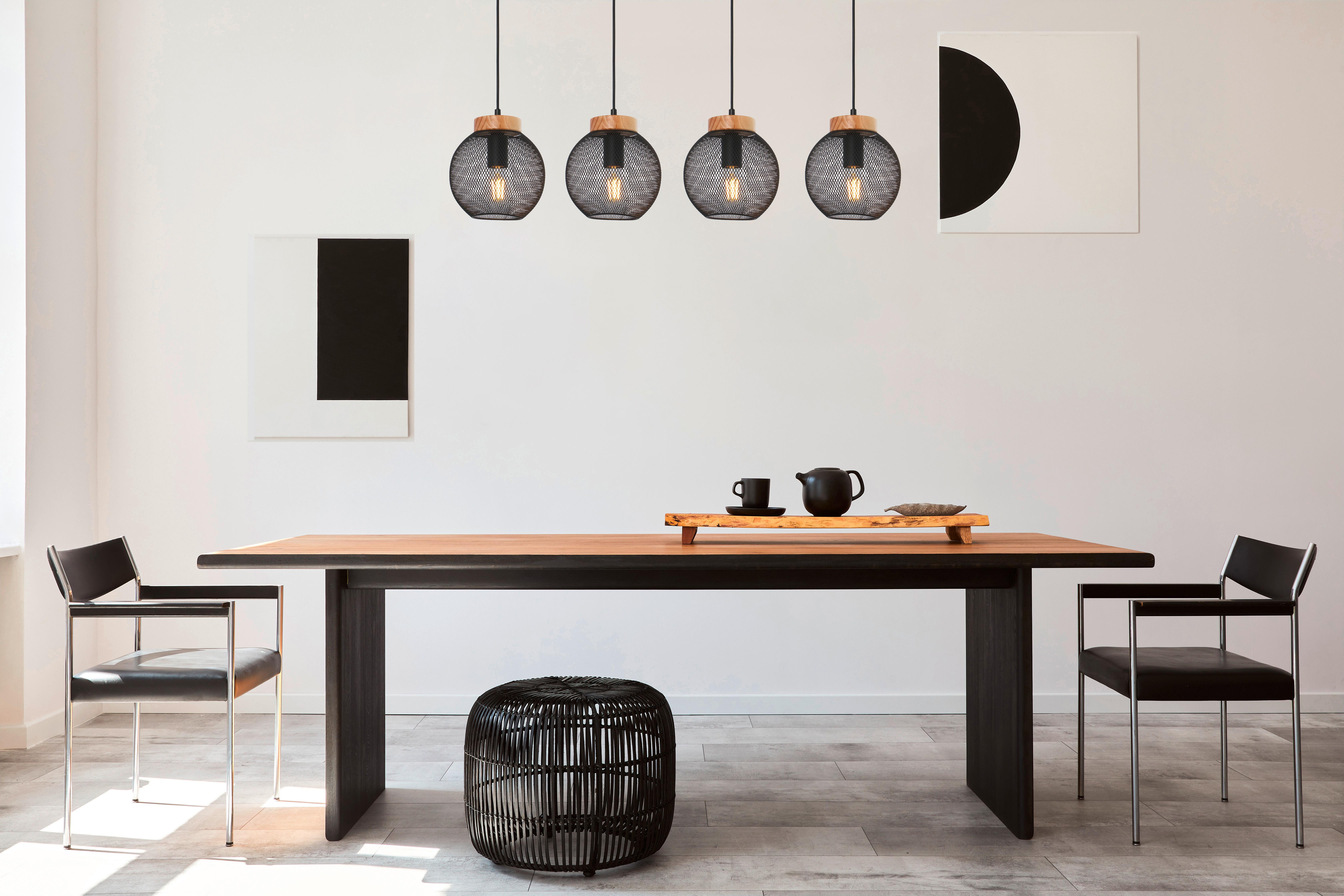 Hängeleuchte Pablo max. 40 Watt - Schwarz/Braun, MODERN, Holz/Metall (95/20/120cm)