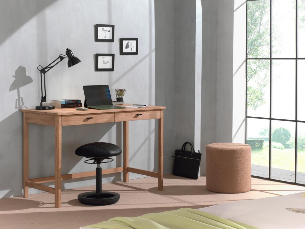 Jugendschreibtisch FORREST Eichefarben Echtholz Eiche - Eichefarben/Schwarz, MODERN, Holz/Metall (120/77/60cm) - Vipack
