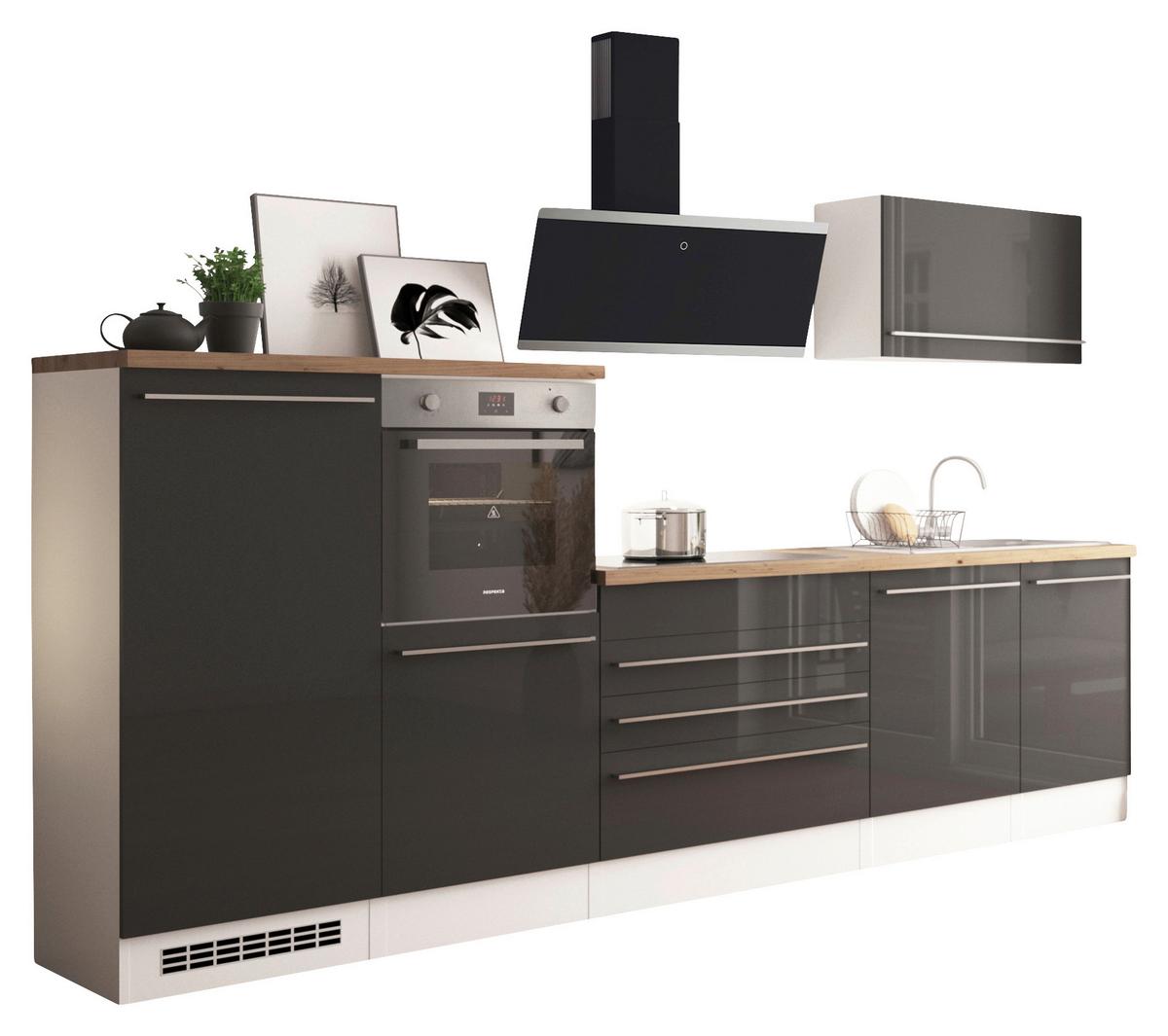 Kuhinjski Blok Z Aparati Gabriel, 320cm - barve nerjavečega jekla/siva, Design, umetna masa/leseni material (320cm) - Respekta