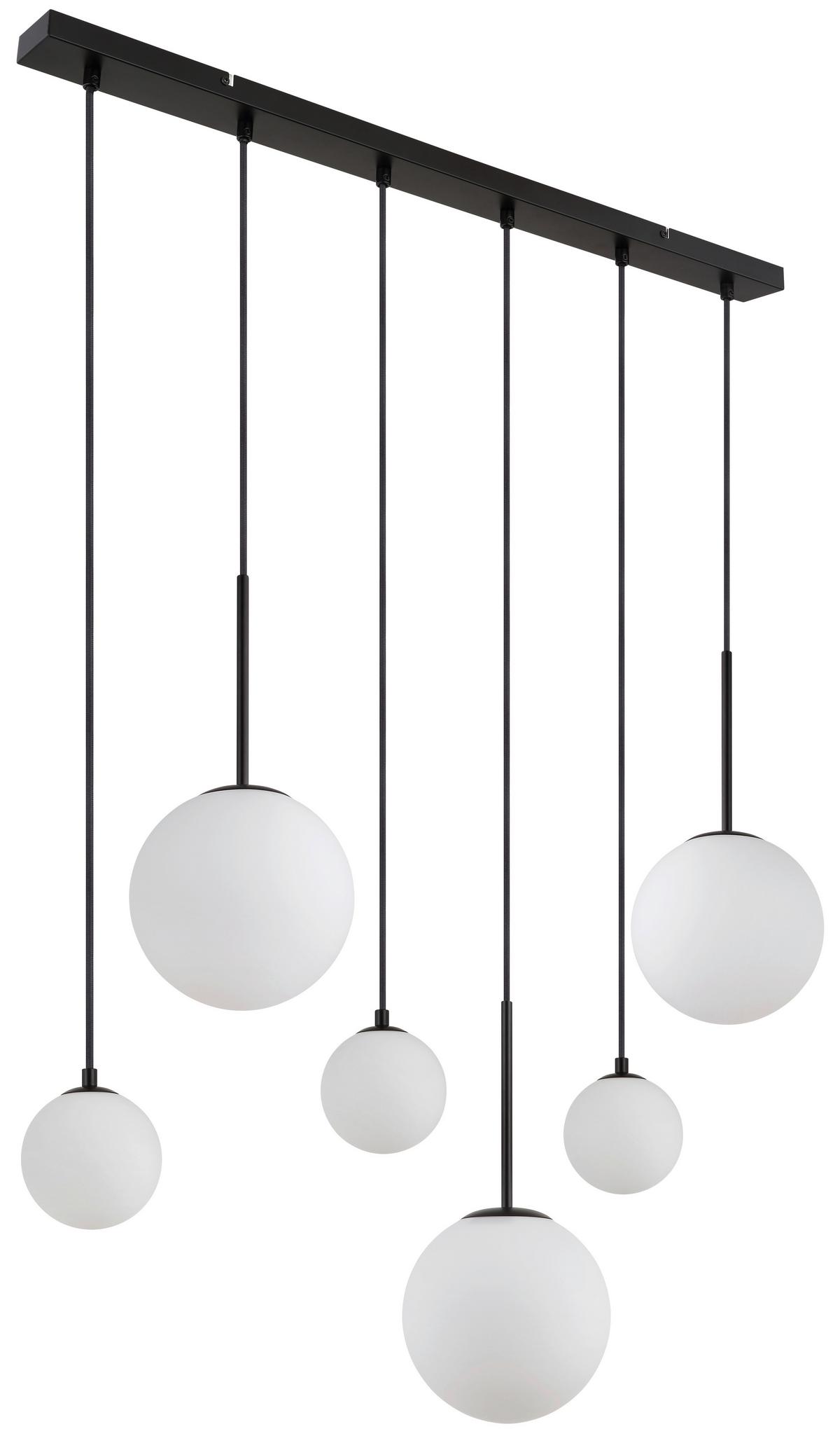 Hängeleuchte Hallie Schwarz/Opal max. 5 Watt - Schwarz, KONVENTIONELL, Glas/Metall (91/20/117cm) - Globo