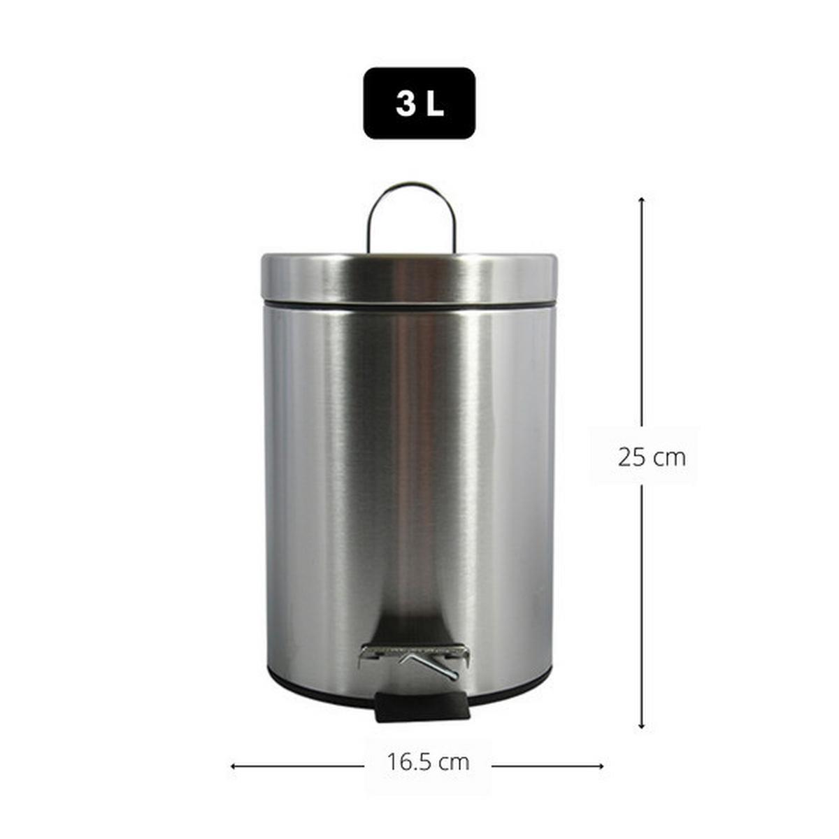 Treteimer 100108 - Silberfarben/Schwarz, Basics, Kunststoff/Metall (17/25cm)