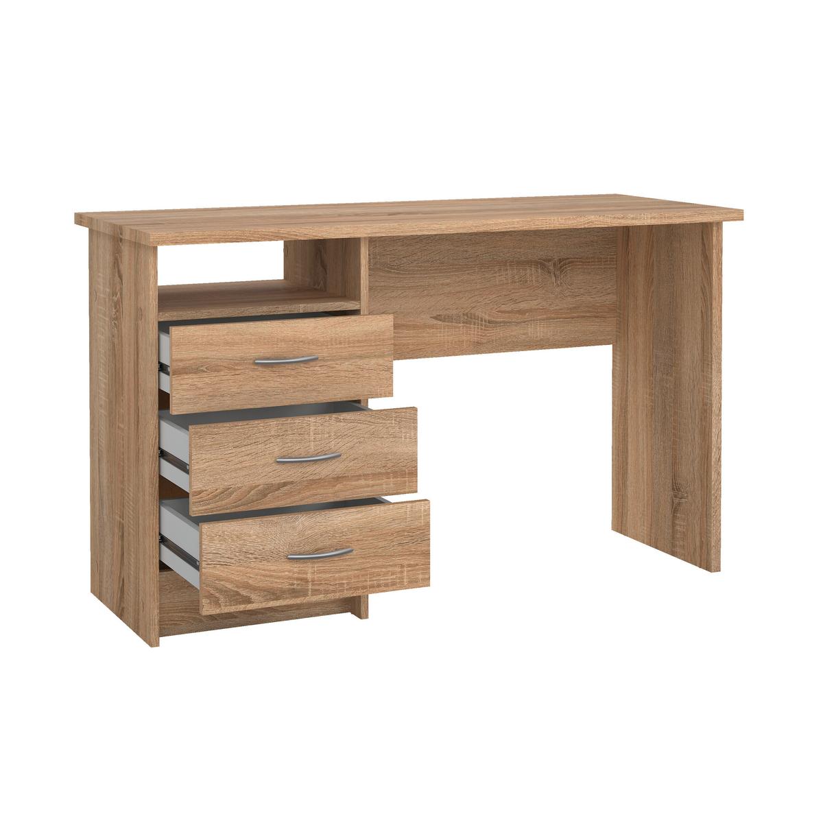 BIURKO FUNCTION PLUS - kolor dębowy/kolor srebrny, Modern, materiał drewnopochodny/tworzywo sztuczne (120,1/48,1/72,6cm) - MID.YOU