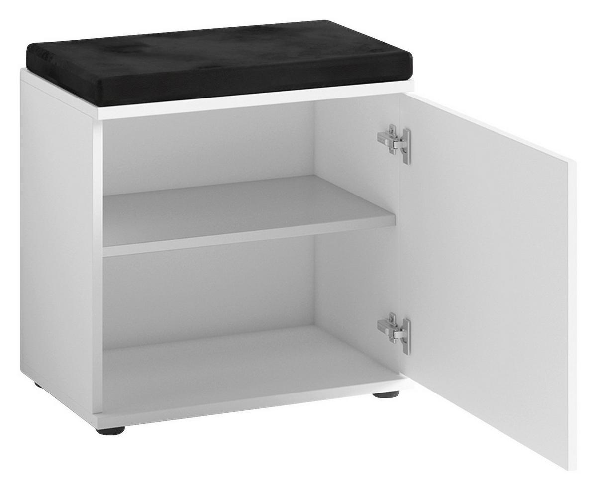 Garderobenbank Jakob ca.48,5x49x30cm Weiß,Schwarz - Silberfarben/Schwarz, LIFESTYLE, Holzwerkstoff/Kunststoff (48,5/49/30cm) - MID.YOU