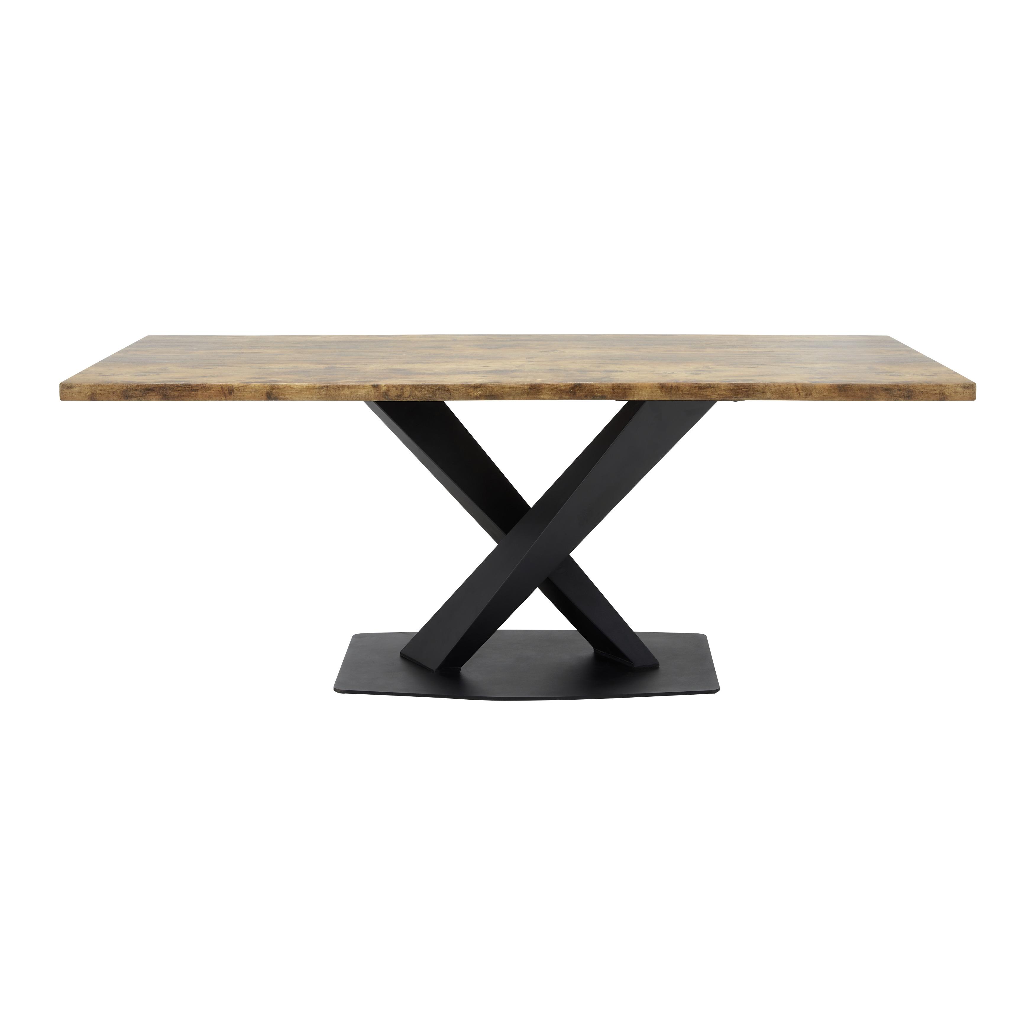 Esstisch "Lucas", in Walnuss, ca. 200x90x76 cm - Walnussfarben/Schwarz, Modern, Metall (200/90/76cm) - Bessagi Home