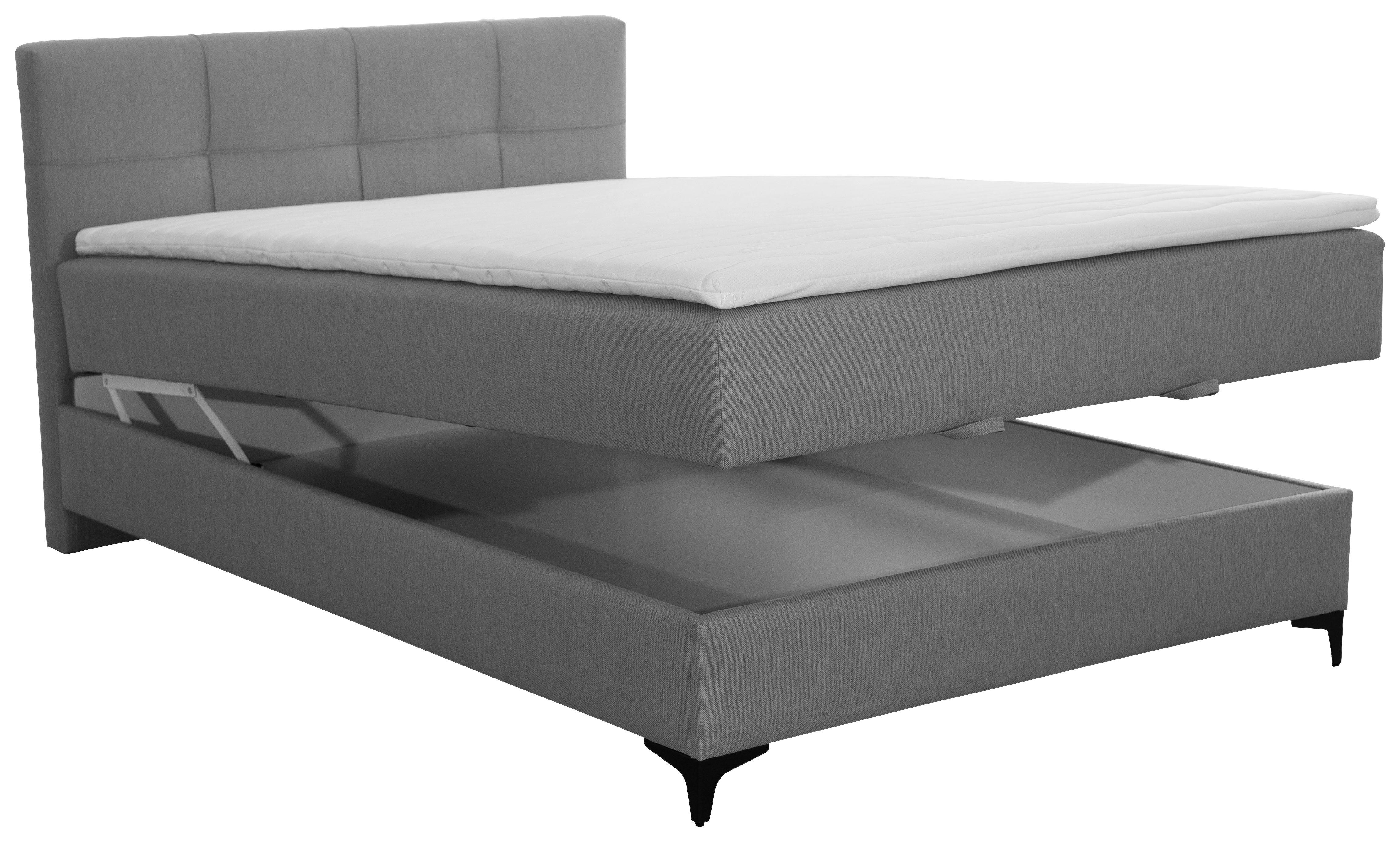 Oblazinjena Postelja Freddie, Siva, 140x200 - siva/črna, Moderno, kovina/tekstil (140/200cm) - Mömax