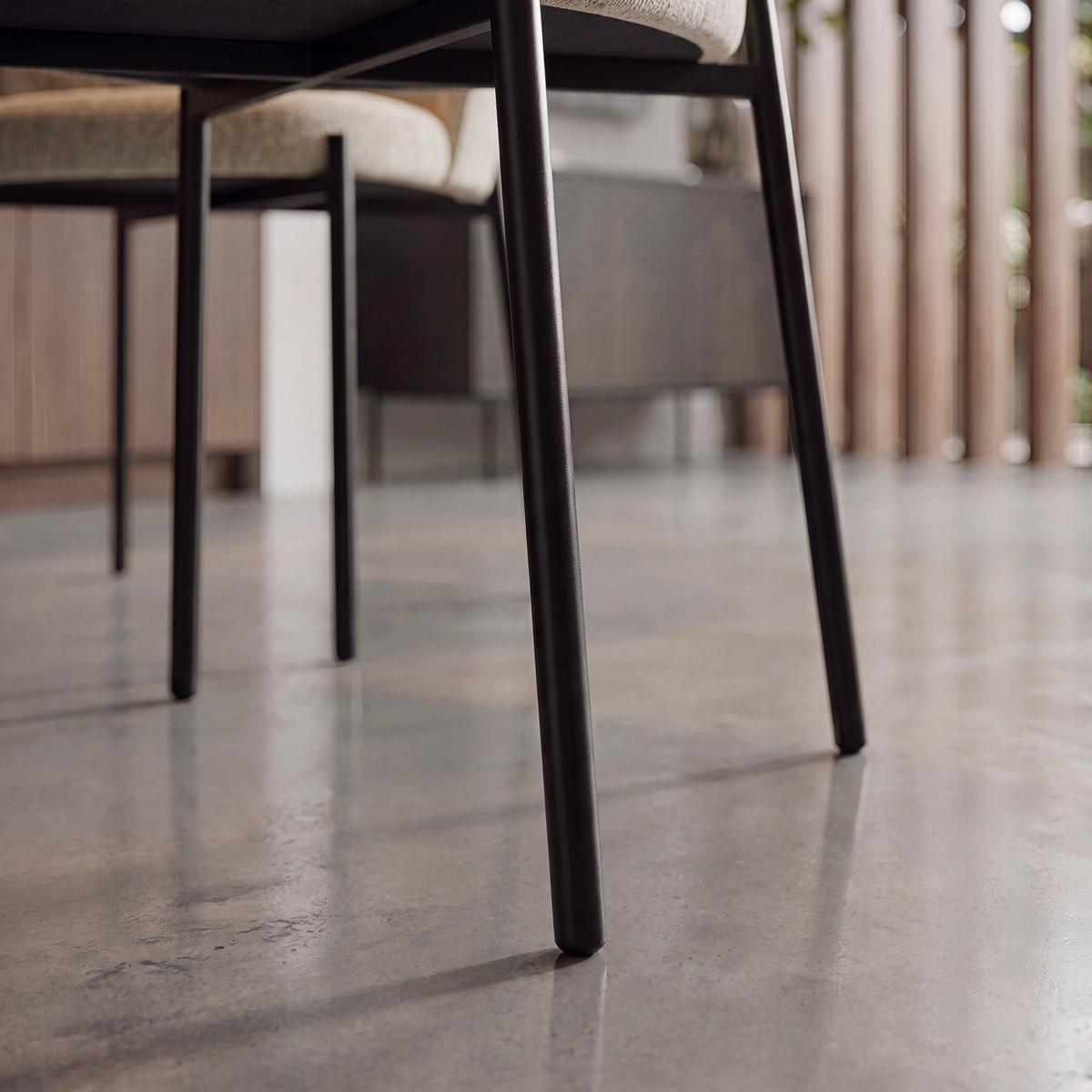 Stuhl Nadiya Creme Leinenoptik Gepolstert - Creme/Schwarz, MODERN, Holz/Textil (52/78/56cm) - Bessagi Home