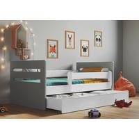 Otroška Postelja Tomi, Bela, Siva, 80x160cm - siva/bela, Moderno, tekstil/leseni material (80/160cm) - MID.YOU