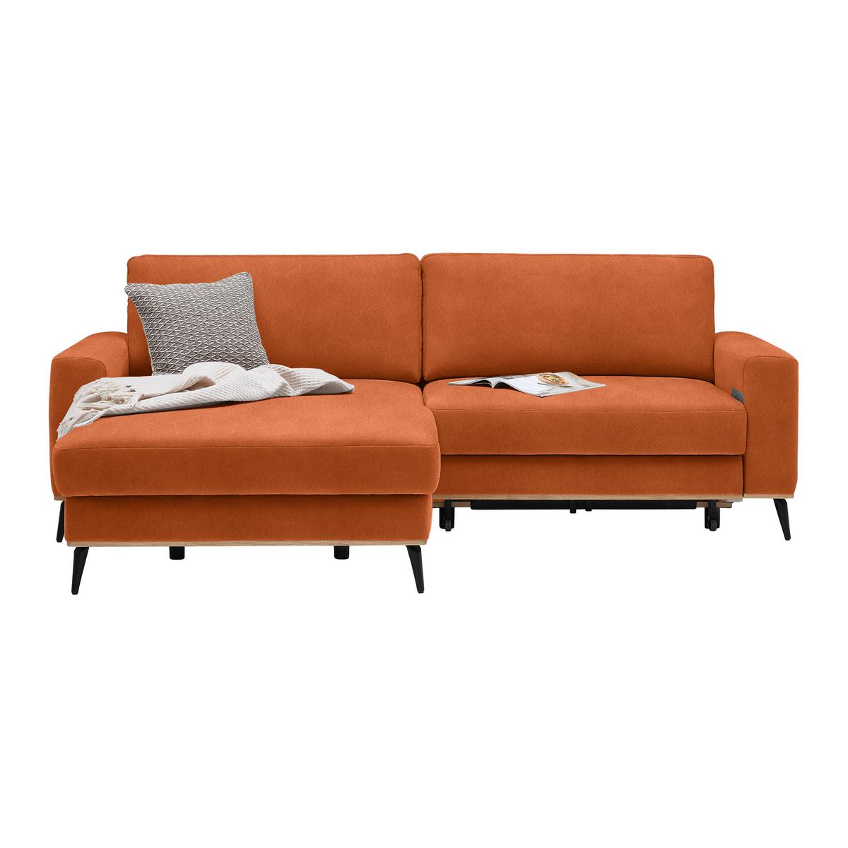 Wohnlandschaft Romeo Orange - Schwarz/Orange, KONVENTIONELL, Textil/Metall (167/87/234cm) - Zandiara