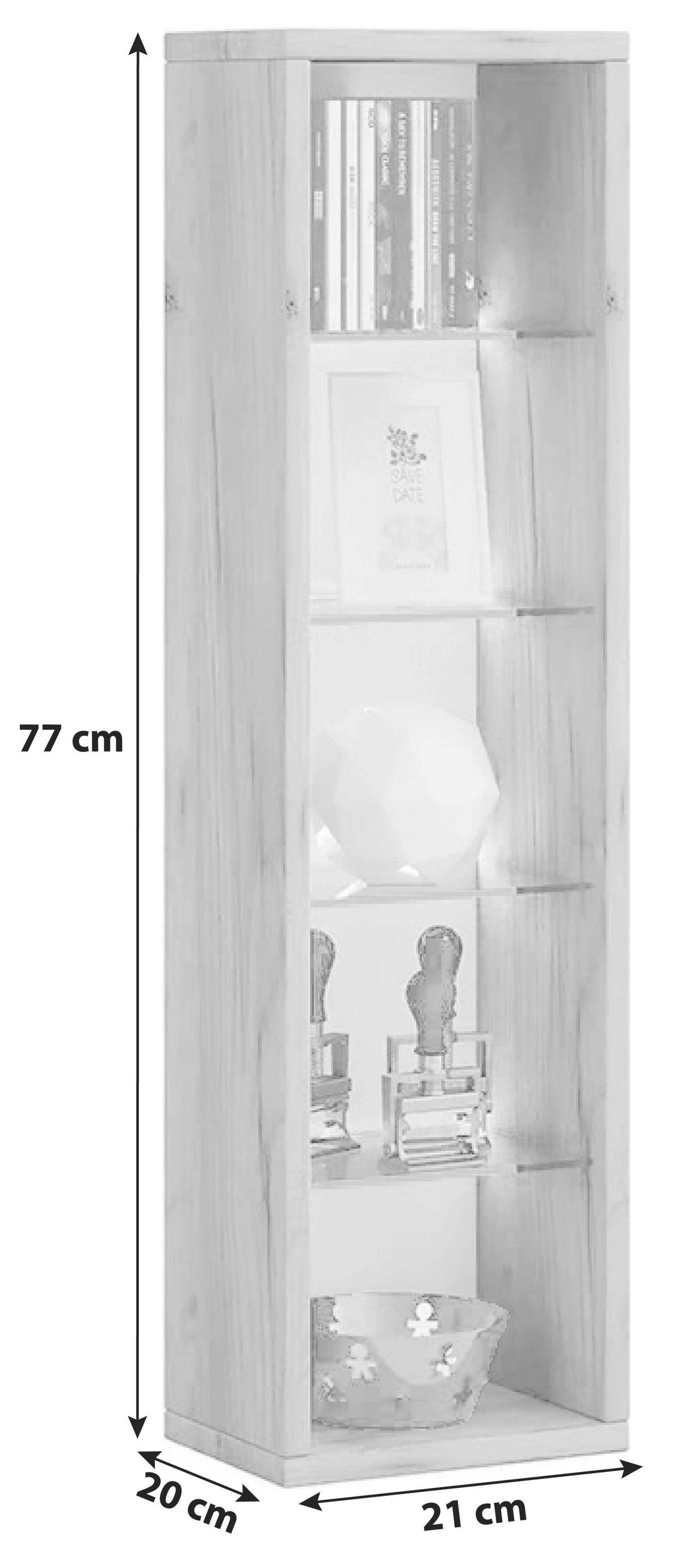 Regal Rasato L, Hrast - barve hrasta/barve medu, Basics, steklo/leseni material (21/77/20cm) - MID.YOU