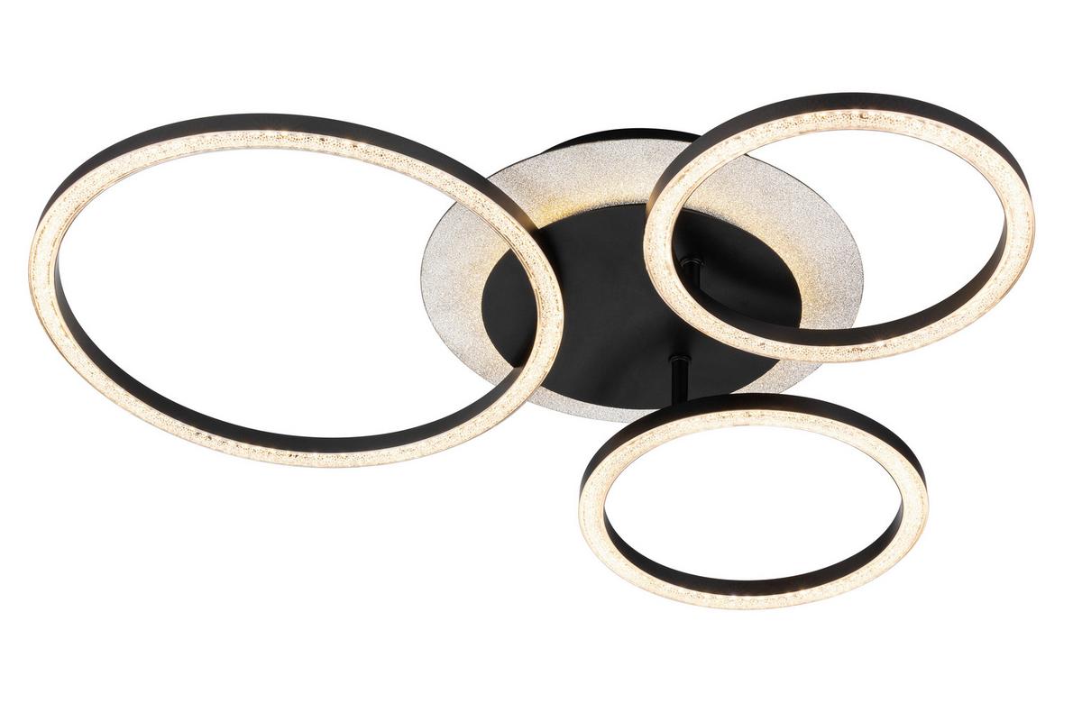 LED-Deckenleuchte Ringo Schwarz max. 39,6 Watt - Schwarz, MODERN, Kunststoff/Metall (51,5/45.5/11,5cm)