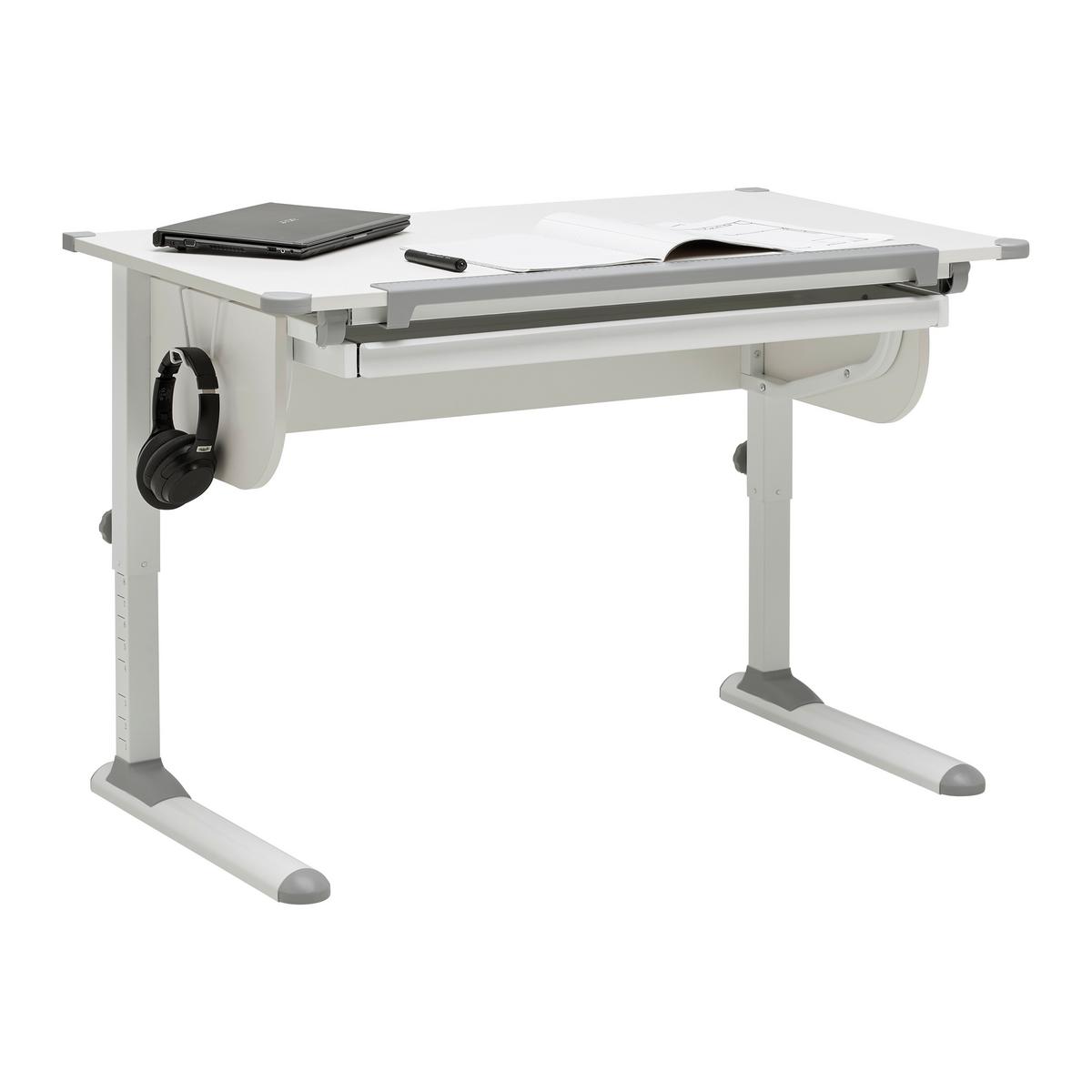 Schreibtisch Studare Grau/Weiss - Weiss/Grau, Konventionell, Holzwerkstoff/Metall (110/55-78/68cm) - Mömax