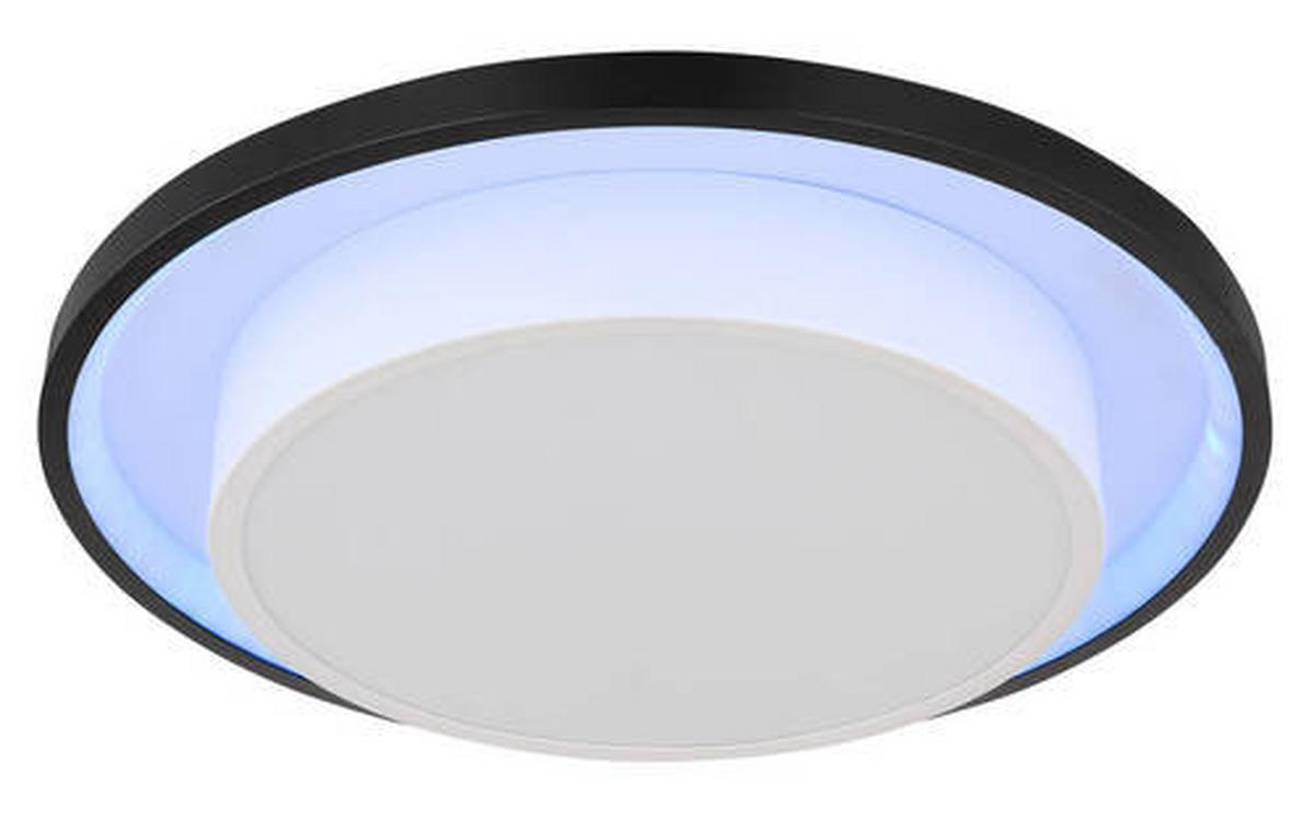 LED-Deckenleuchte Morgan Opal/Schwarz max. 21 Watt - Opal/Schwarz, Design, Kunststoff/Metall (39,5/5cm) - Globo