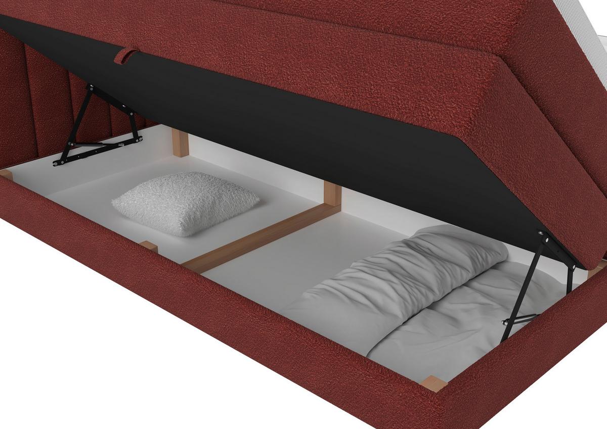 Boxspringbett Lina Rot ca. 180x200cm - Rot, KONVENTIONELL, Holz/Holzwerkstoff (180/200cm) - Premium Living