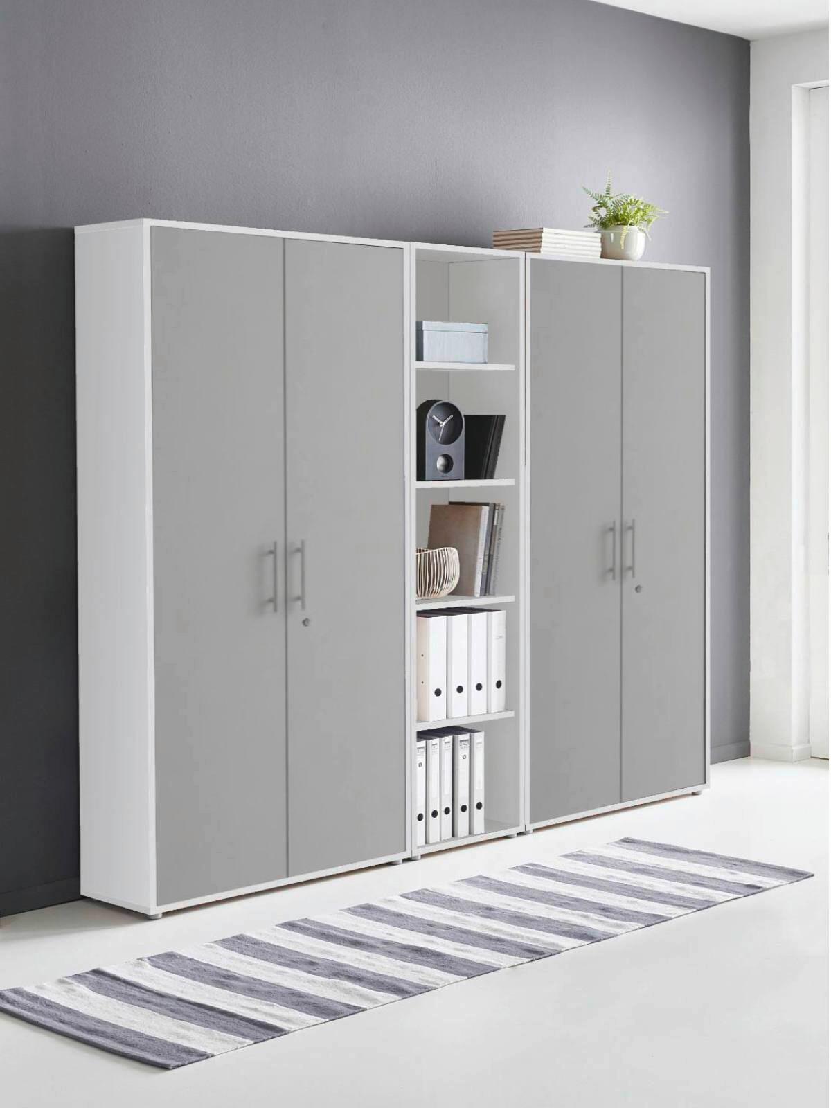 AKTENSCHRANK OFFICE EDITION - SW SET 10 - Hellgrau/Weiß, MODERN, Holzwerkstoff (212,9/185,6/33cm) - MID.YOU