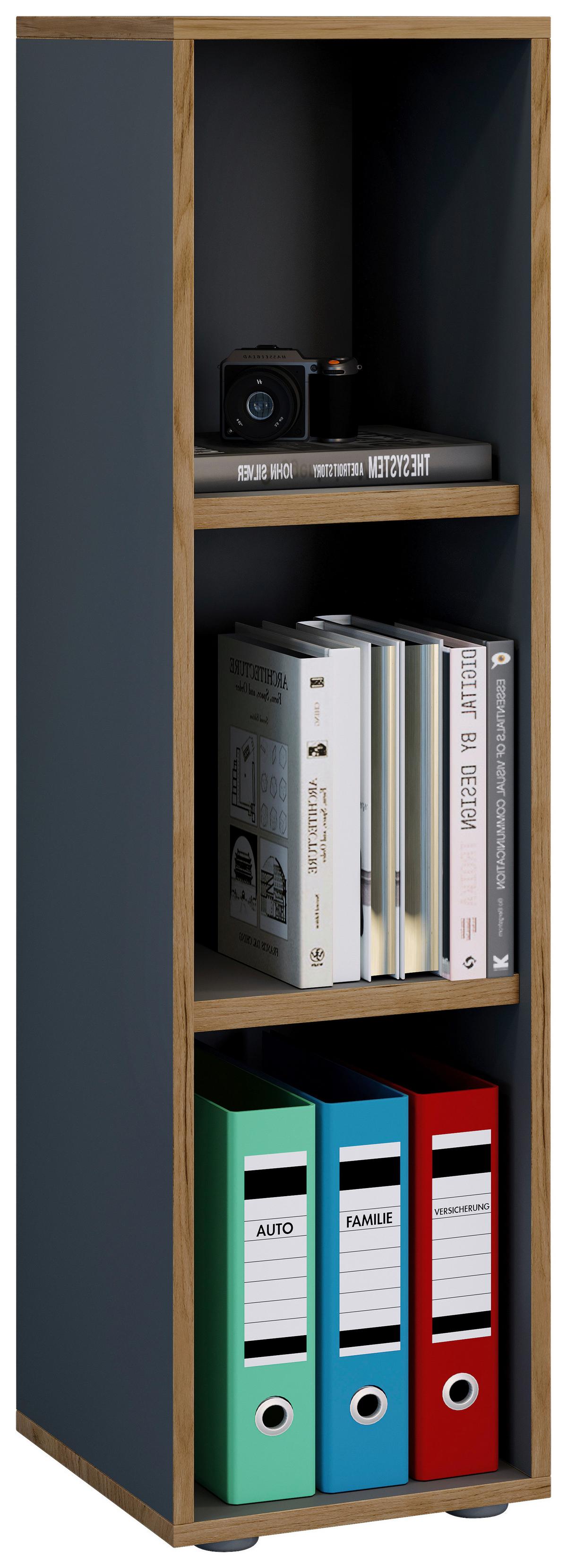 AKTENREGAL SALIA B30 - Honigeiche/Anthrazit, Design, Holzwerkstoff/Kunststoff (30/110/33cm) - MID.YOU