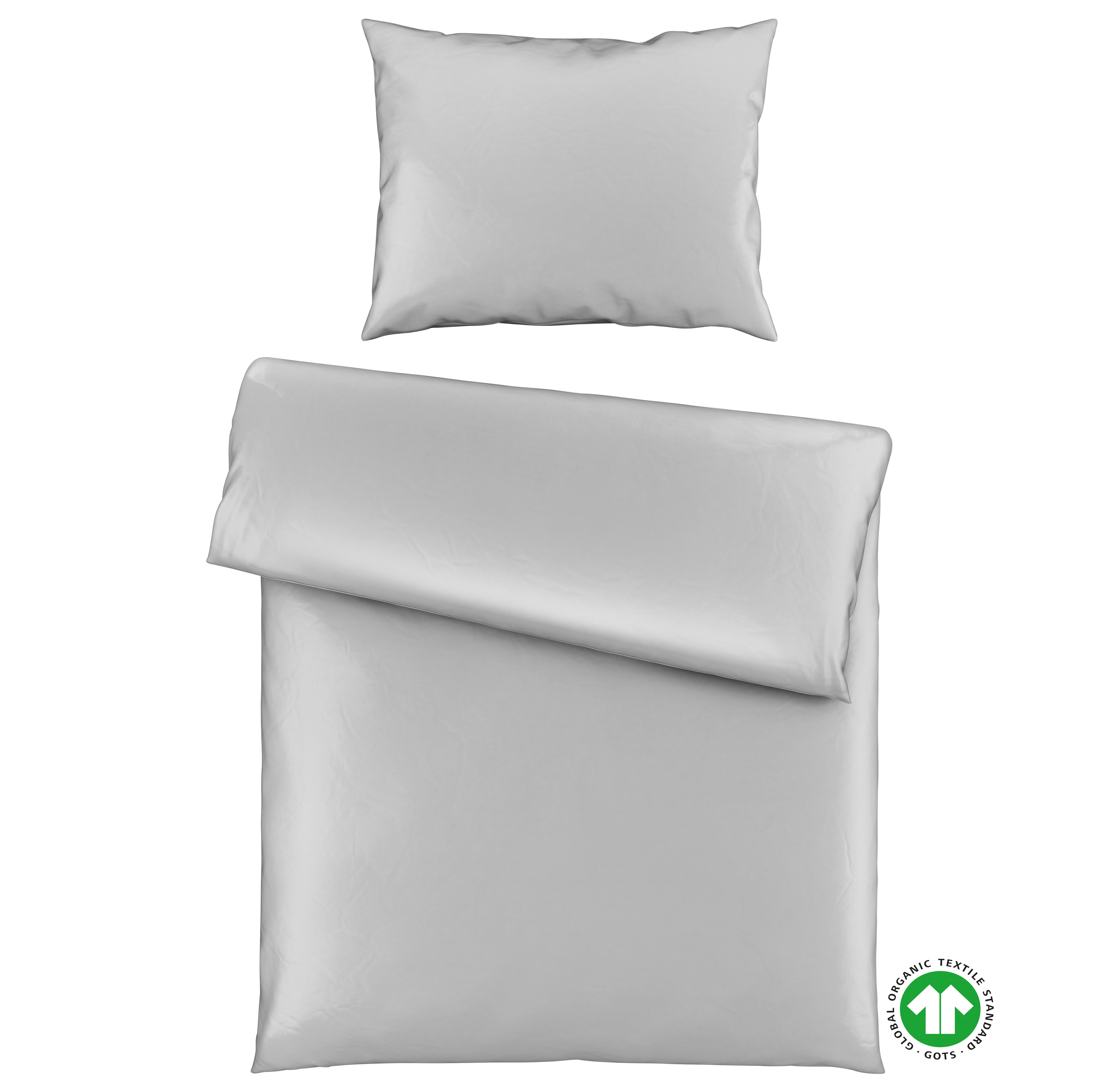 Bettwäsche Bio-Lisa Uni in Grau ca. 140x200cm - Grau, MODERN, Textil (140/200cm) - ecoTree