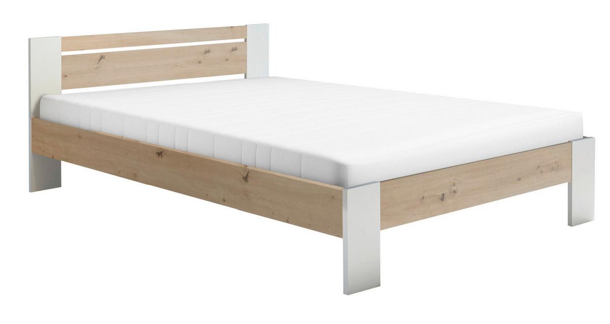 Krevet Vega - bela/hrast artisan, Moderno, pločasti materijal (140/200cm)