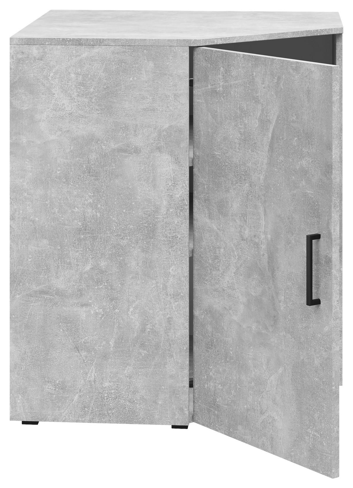 Eckkommode Multistauraum Betonoptik - Anthrazit/Schwarz, Modern, Holzwerkstoff/Kunststoff (71,5/83/71,5cm)