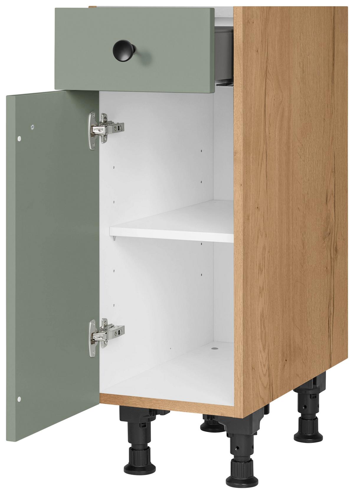 Schubkastenunterschrank Cascada Grün - Eichefarben/Schwarz, MODERN, Holzwerkstoff/Metall (30/87/56cm) - Nobilia