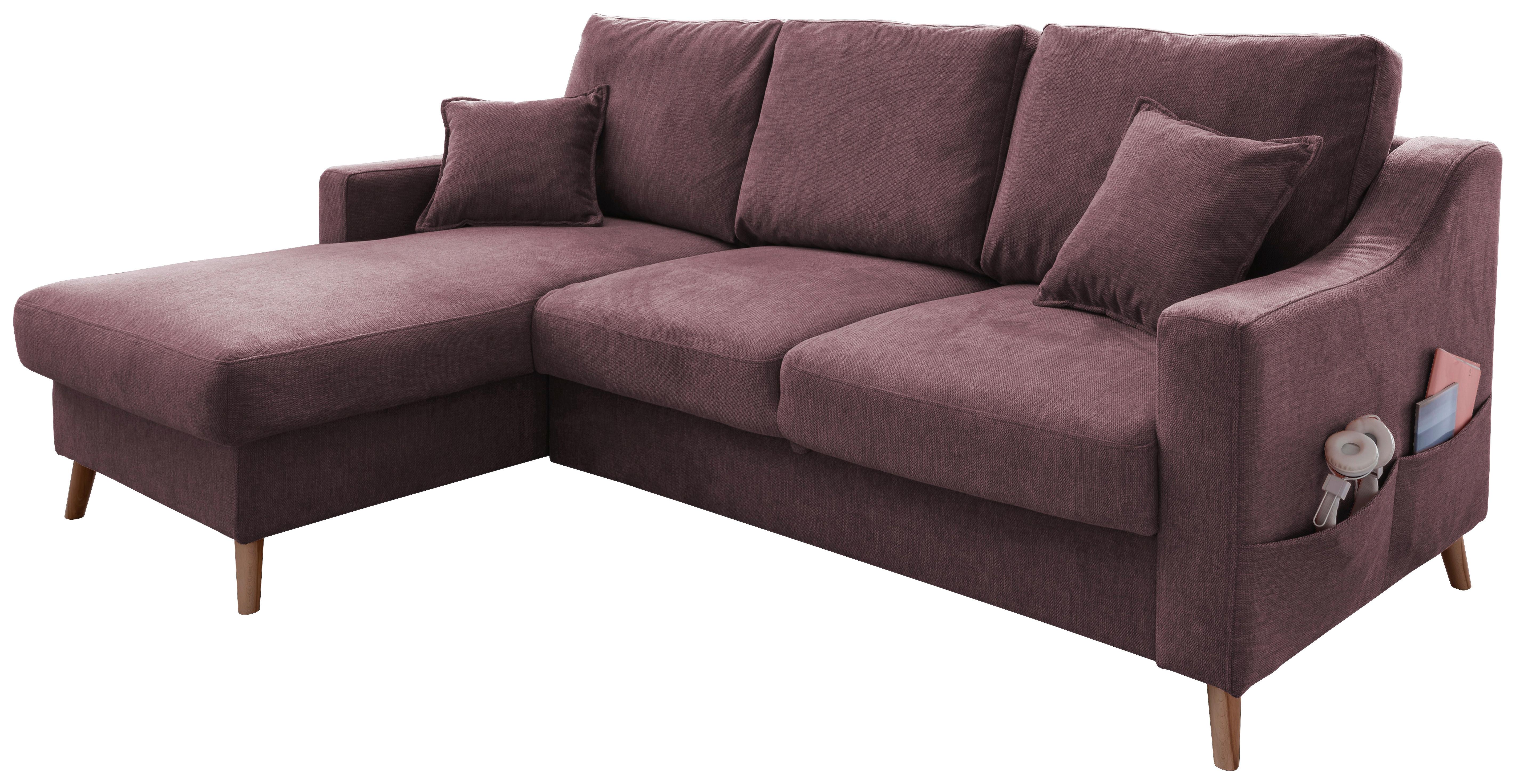 Wohnlandschaft Valentina Bordeaux Struktur - Bordeaux/Naturfarben, KONVENTIONELL, Holz/Textil (150/228cm) - P & B