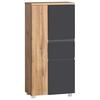 Midischrank Varese ca. 65x130 cm Grau/Eiche - Eiche Wotan/Silberfarben, MODERN, Holzwerkstoff/Kunststoff (65/130/35cm) - Held