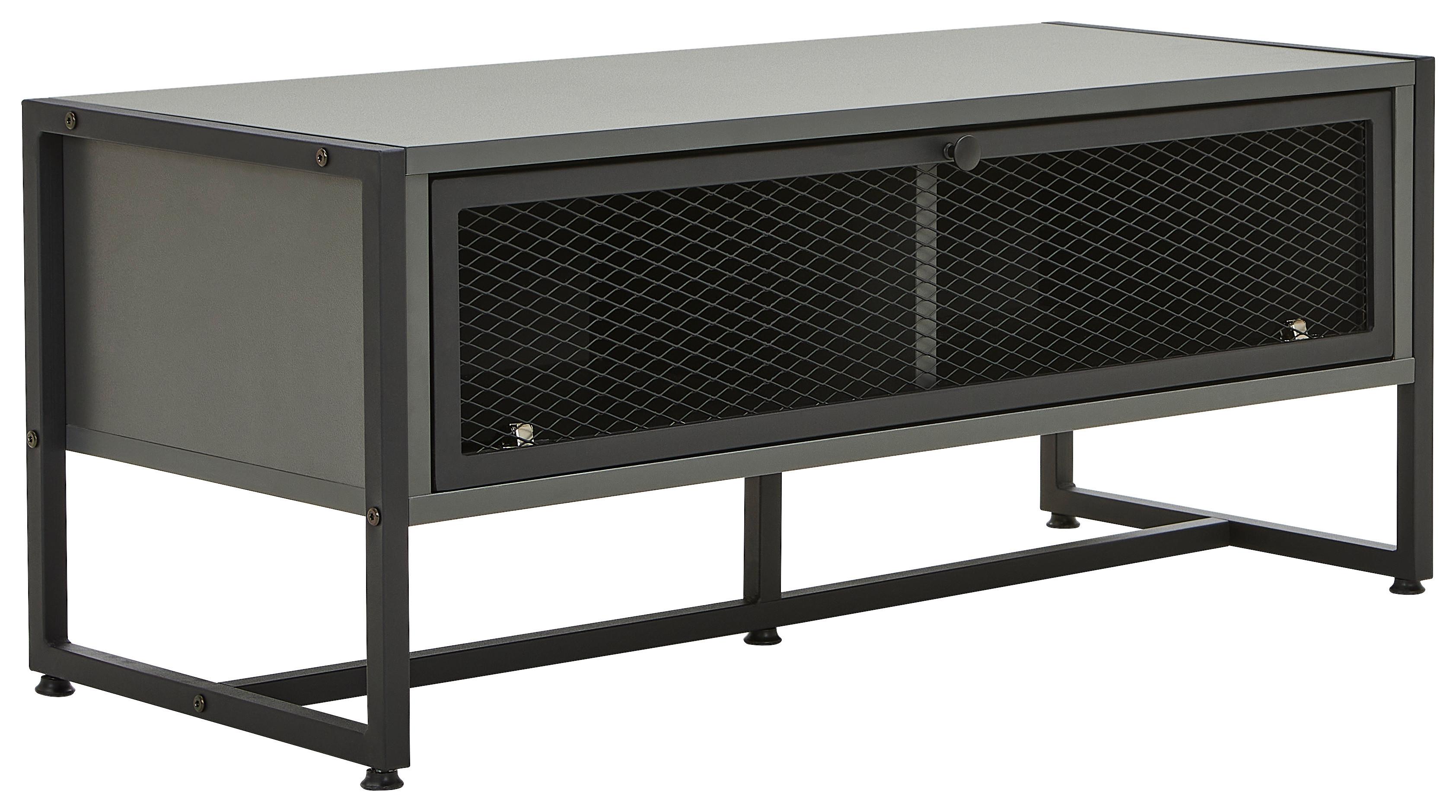 ŁAWKA Z PÓŁKĄ NA BUTY MELA SIDEBOARD - antracytowy/czarny, Modern, metal/drewno (95/40/41cm) - P & B