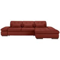 Wohnlandschaft Sanfino Leder Weinrot - Chromfarben/Weinrot, KONVENTIONELL, Leder/Metall (305/79-96/199cm) - Premium Living