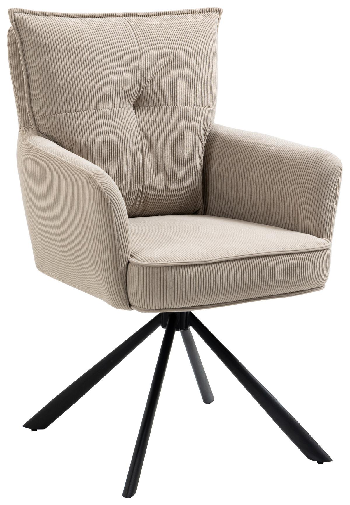 KRZESŁO Z PODŁOKIETNIKAMI POINT - czarny/jasnobrązowy, Design, metal/tkanina (60/95/67cm) - Novel