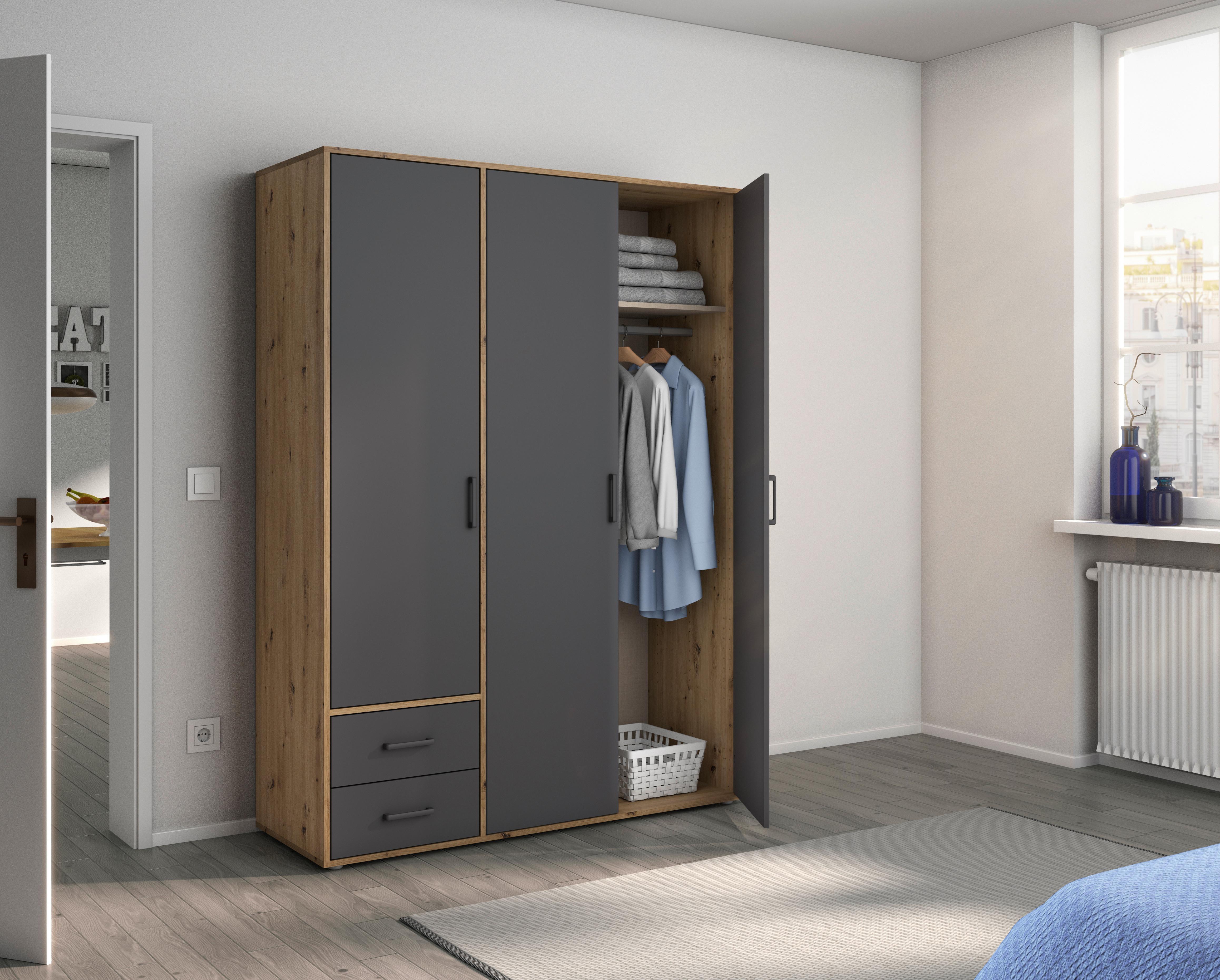 DULAP  USI ROTATIVE VOYAGER - stejar Artisan/gri, Modern, material pe bază de lemn (140/194/53cm) - Modern Living