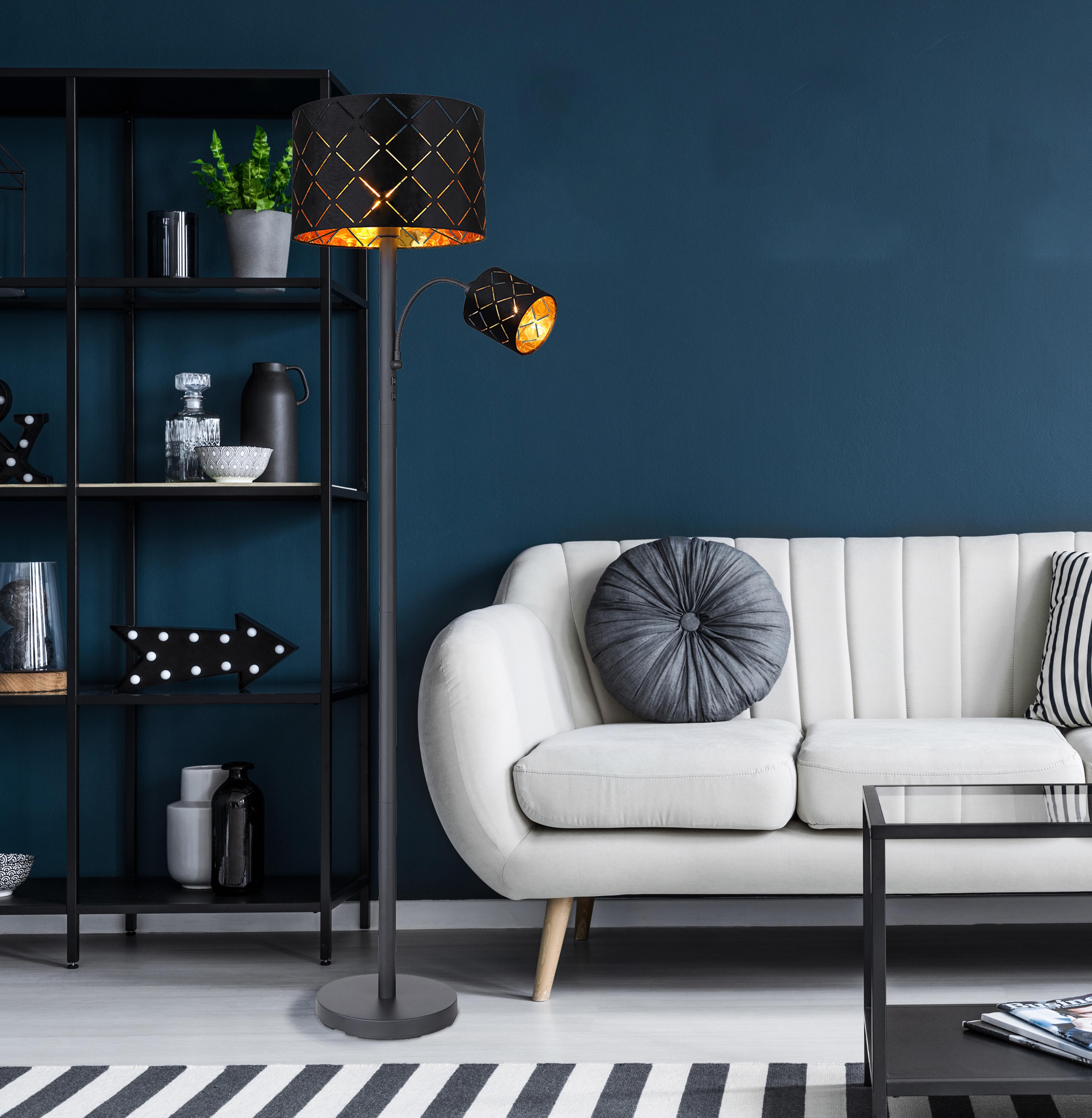 LAMPA STOJĄCA MANFRIED - czarny, Modern, metal/tkanina (35/162cm) - Premium Living