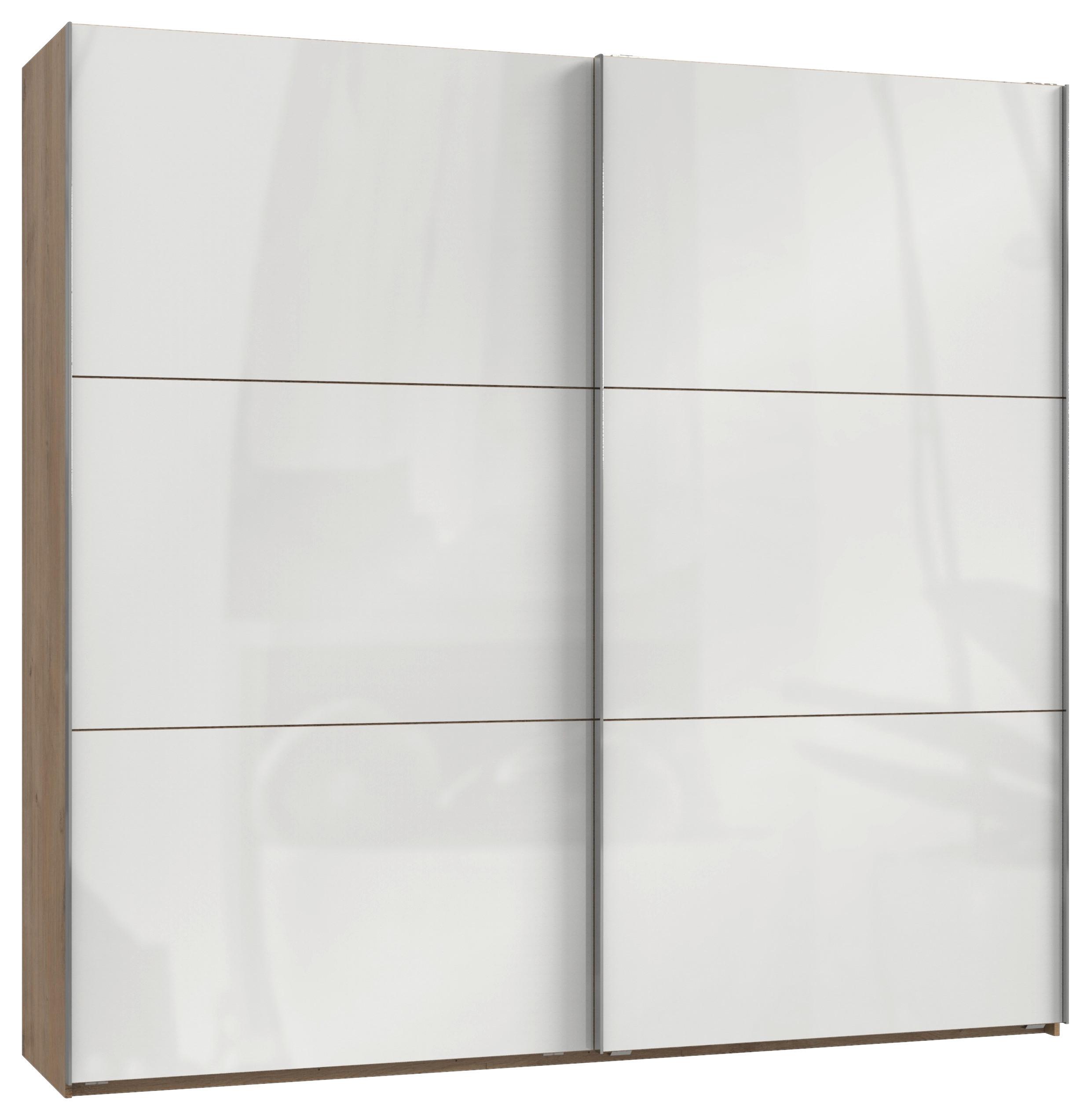 Ormar S Kliznim Vratima Level 36 D - boje hrasta/bijela visoki sjaj, Moderno, drvni materijal/metal (250/236/65cm) - Modern Living