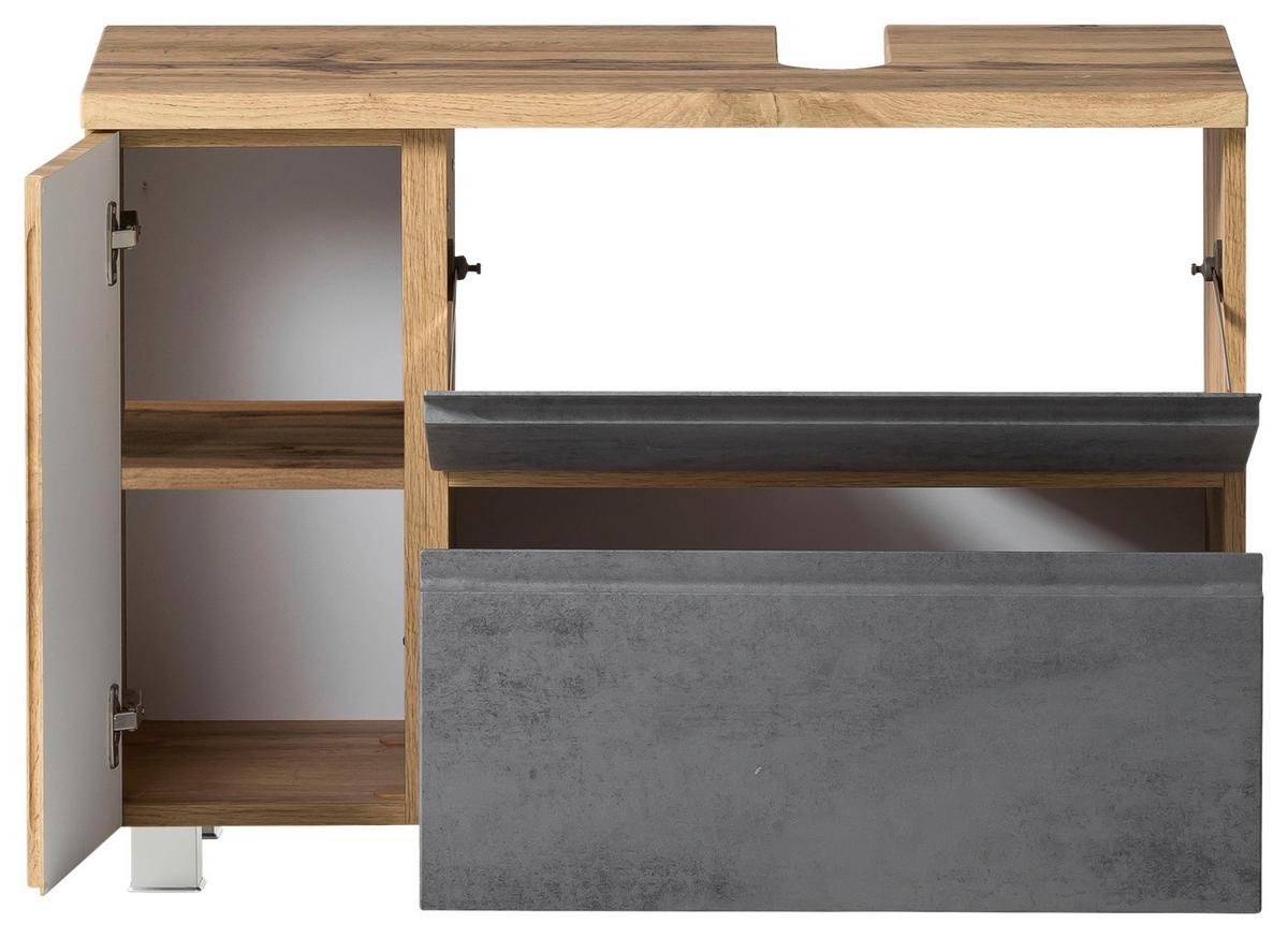 Waschbeckenunterschrank Varese ca. 85x56 cm Wotan Eiche - Eiche Wotan/Hellgrau, MODERN, Holzwerkstoff (85/56/35cm) - Held