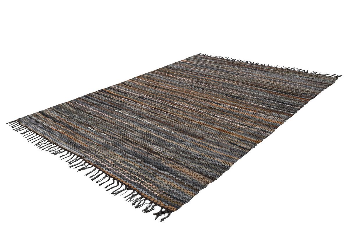 Flachwebeteppich Sonipat 110 Braun/mult 120x180 - Multicolor/Braun, Basics, Leder/Textil (120/180cm) - Kayoom