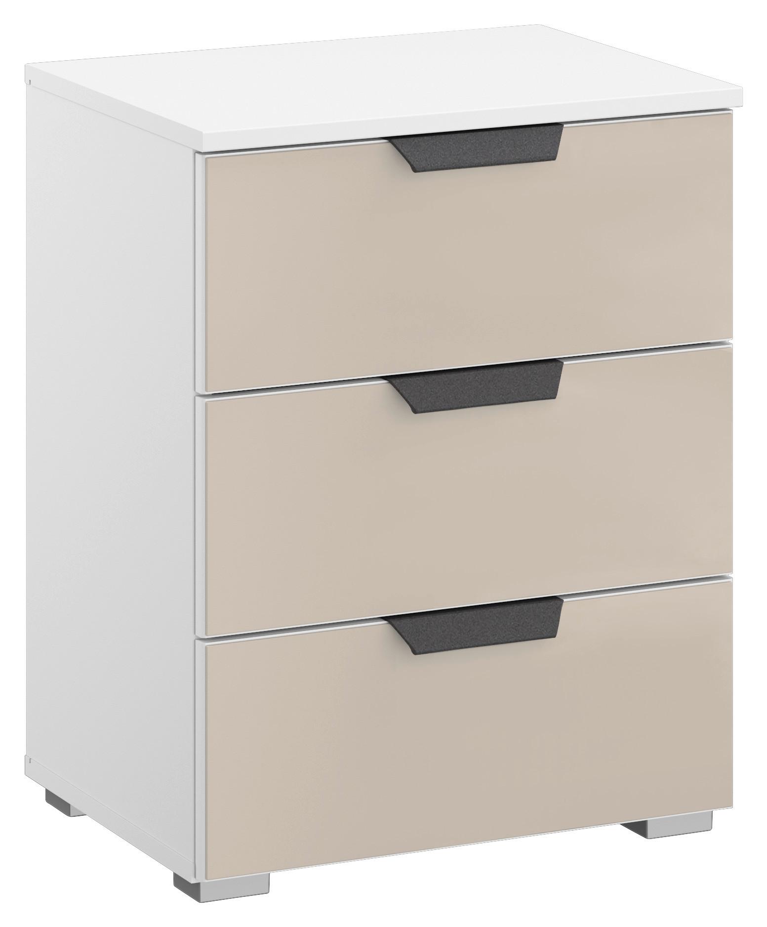 Noćni Ormarić Artemis - bijela/siva, Moderno, staklo/drvni materijal (47/62/42cm) - Modern Living