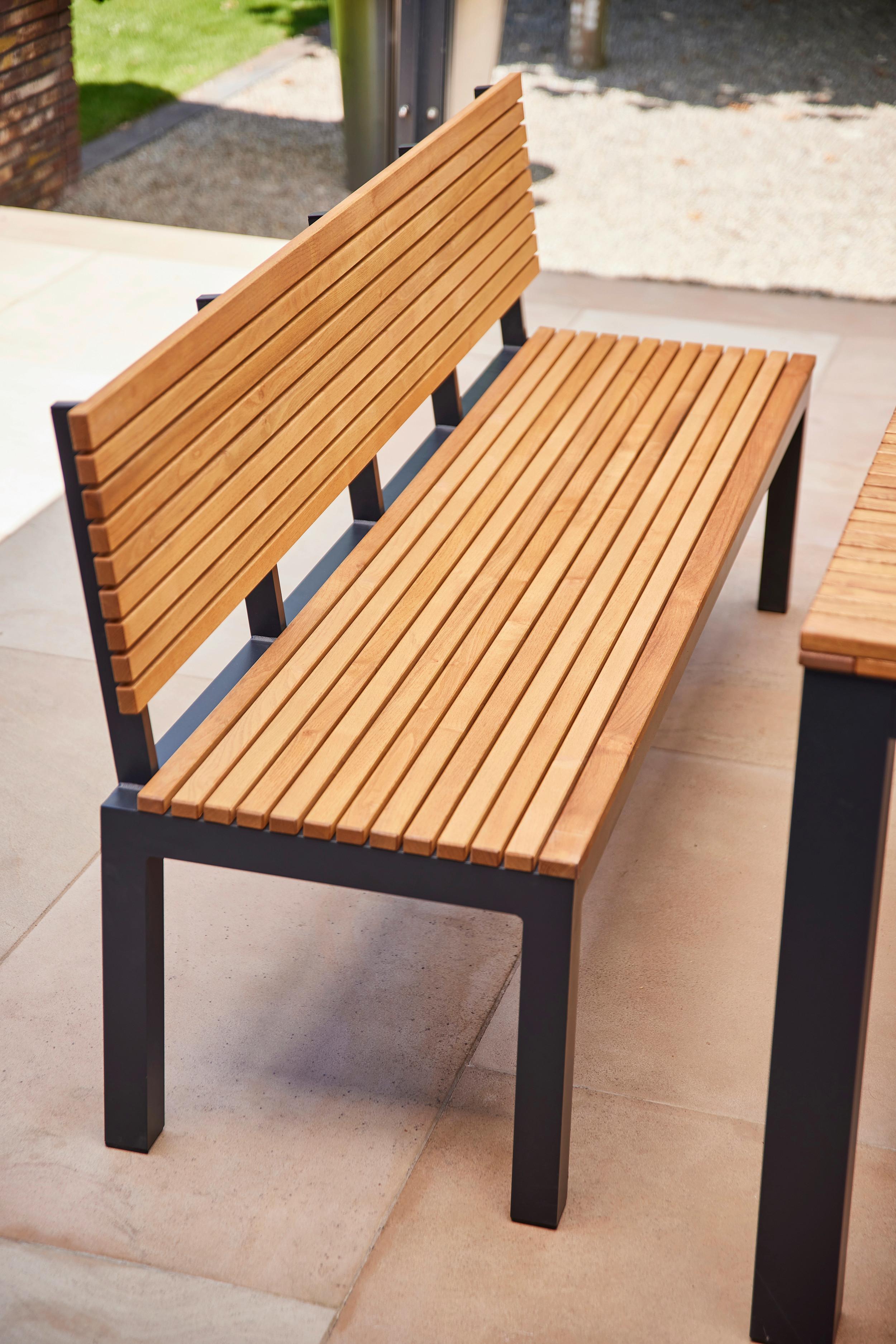 GARTENBANK N86394 - Anthrazit/Robinienfarben, KONVENTIONELL, Holz/Metall (180/84/157,5cm) - Siena Garden