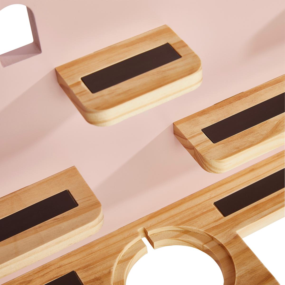 REGAŁ ŚCIENNY K009 - TREND - - jaskrawy róż/kolor naturalny, Trend, drewno (58/59/15cm) - Ben'n'jen