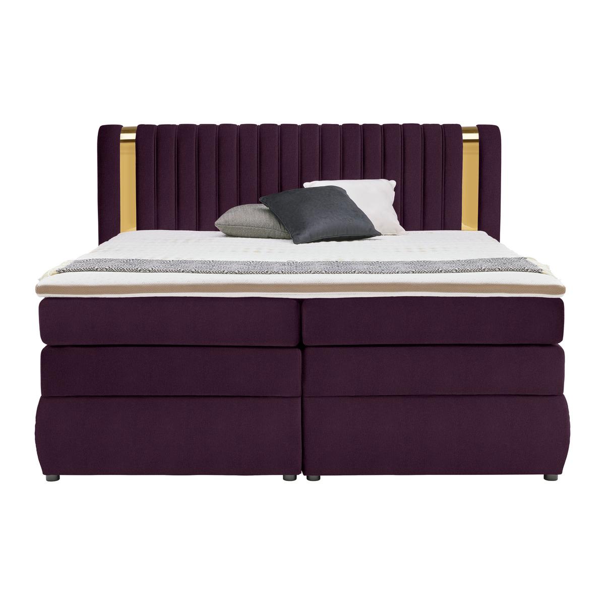 Boxspring Krevet Minola Gold Exkluziv - šljiva/crna, Konvencionalno, tekstil/plastika (160/200cm) - Premium Living