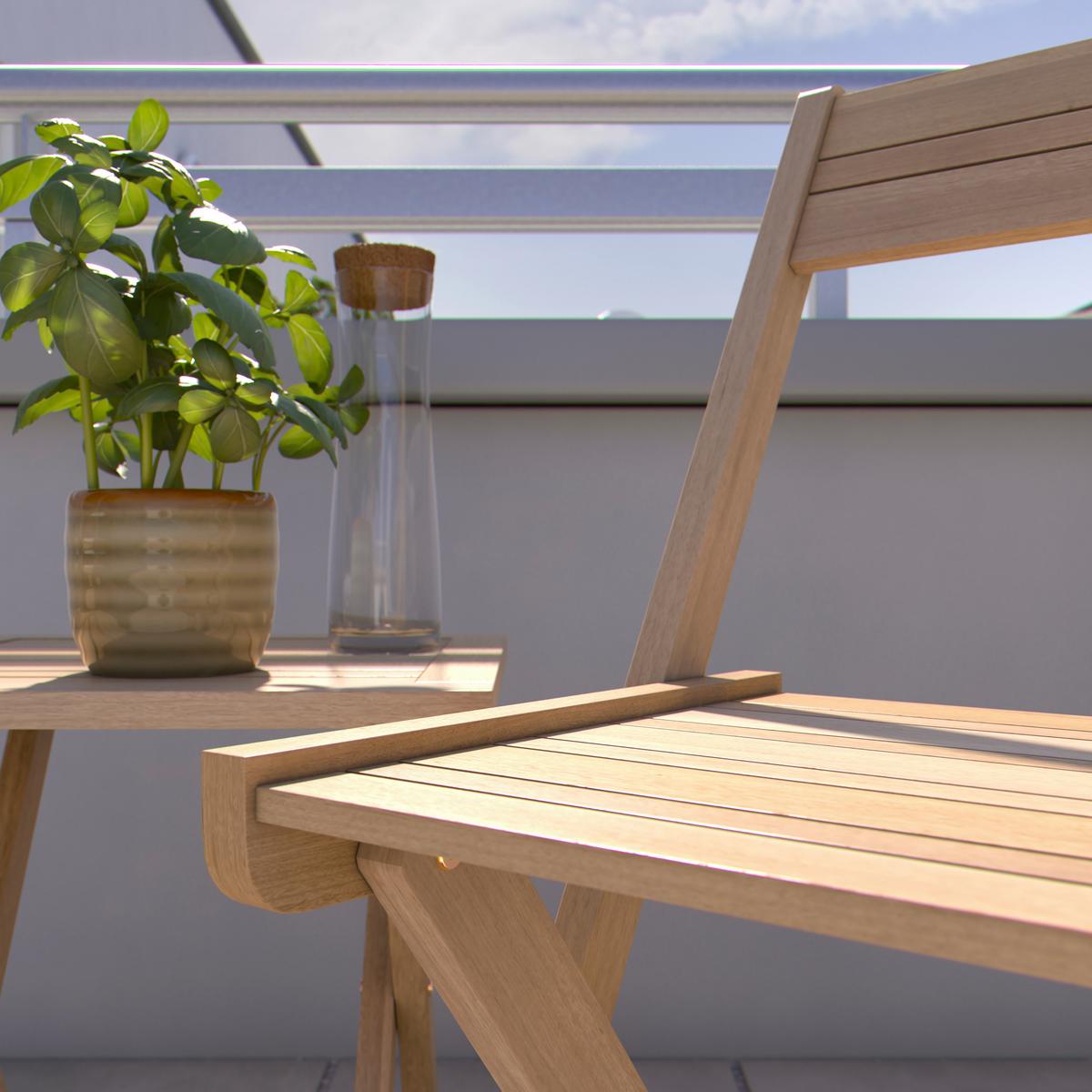 Balkonset Nala in Akaziefarben - Akaziefarben, Natur, Holz (42/77/47cm) - Mömax