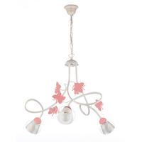 Kinderhängeleuchte Butterfly Weiß/Pink max. 6 Watt - Pink/Weiß, Basics, Glas/Metall (65/80cm)
