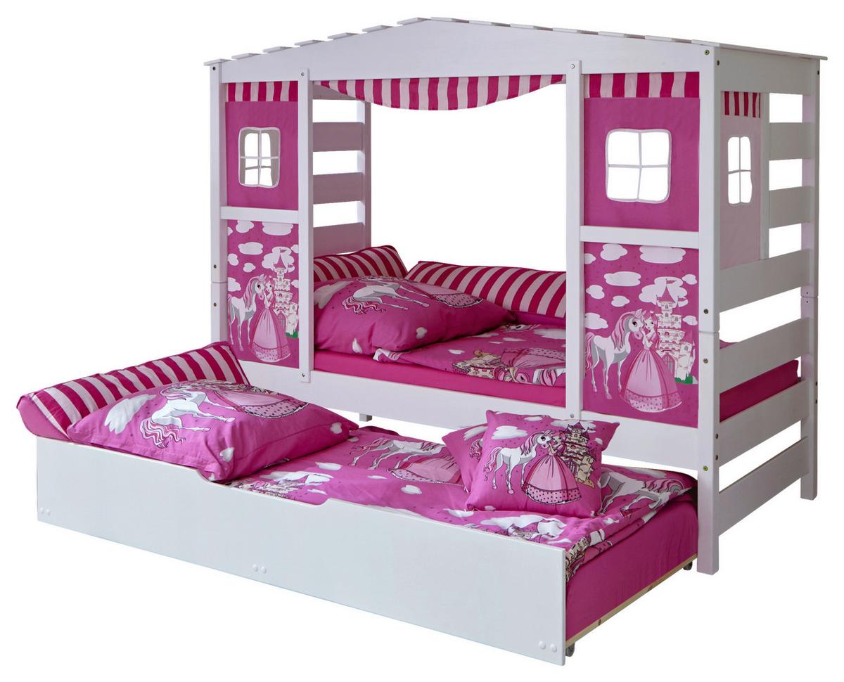 Igralna Postelja Lio, 90x200, Roza, Predal - pink/bela, Moderno, les (90/200cm) - MID.YOU