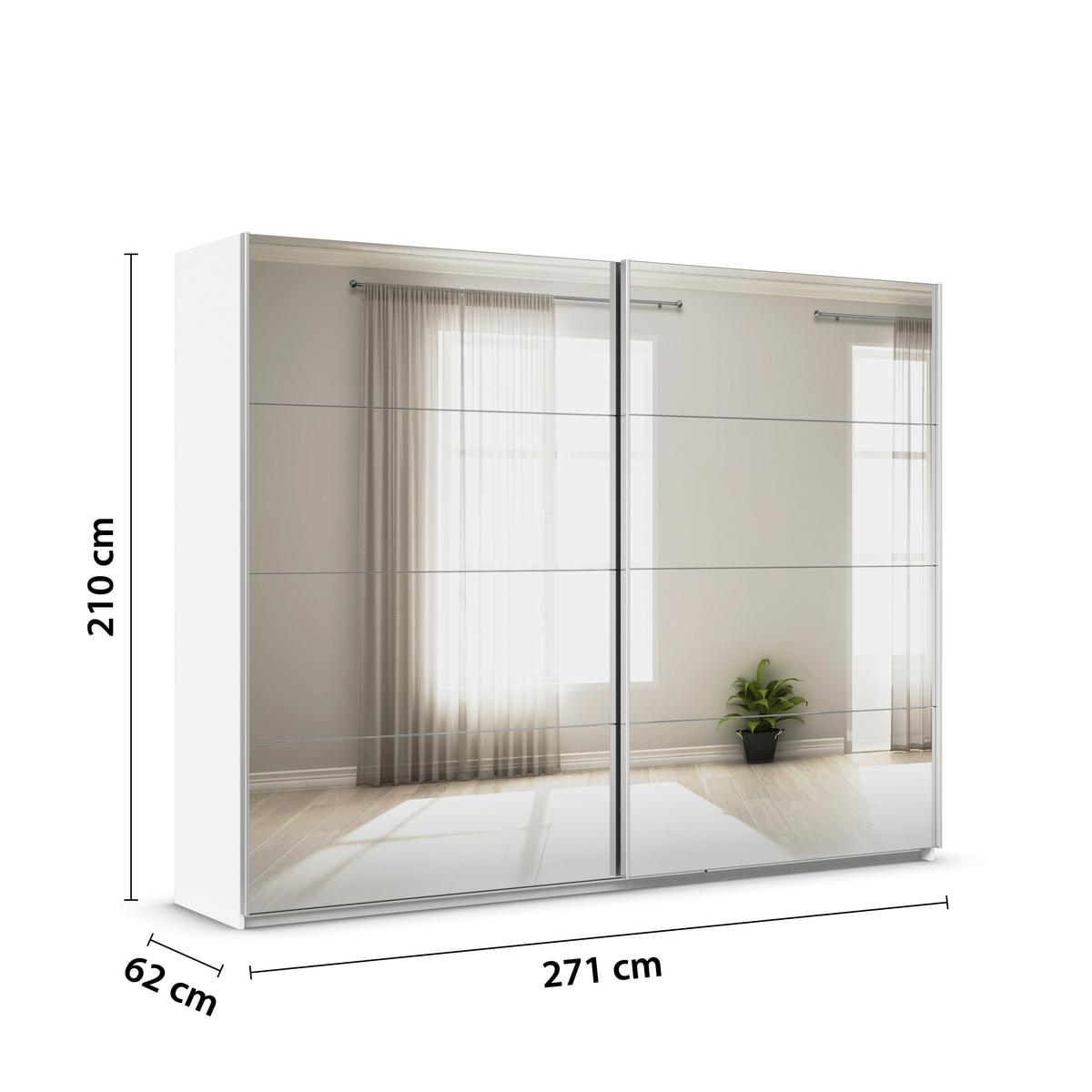 DULAP USI CULISANTE FELDKIRCH - argintiu/alb, Modern, sticlă/material pe bază de lemn (271/210/62cm)