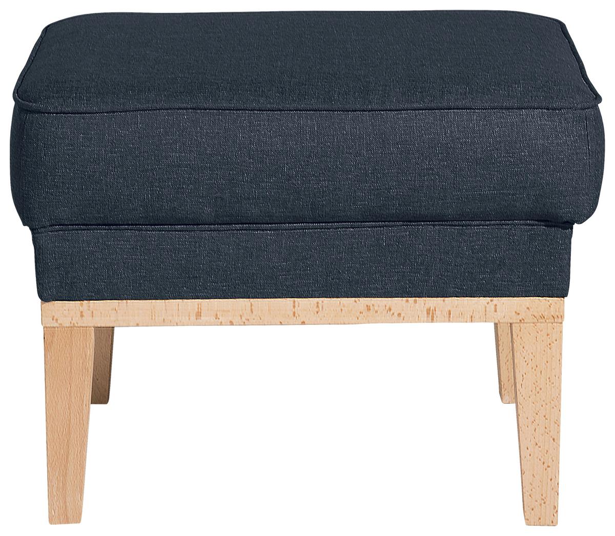 HOCKER ANGELO - Dunkelblau/Naturfarben, KONVENTIONELL, Holz/Textil (50/41/41cm) - Max Winzer