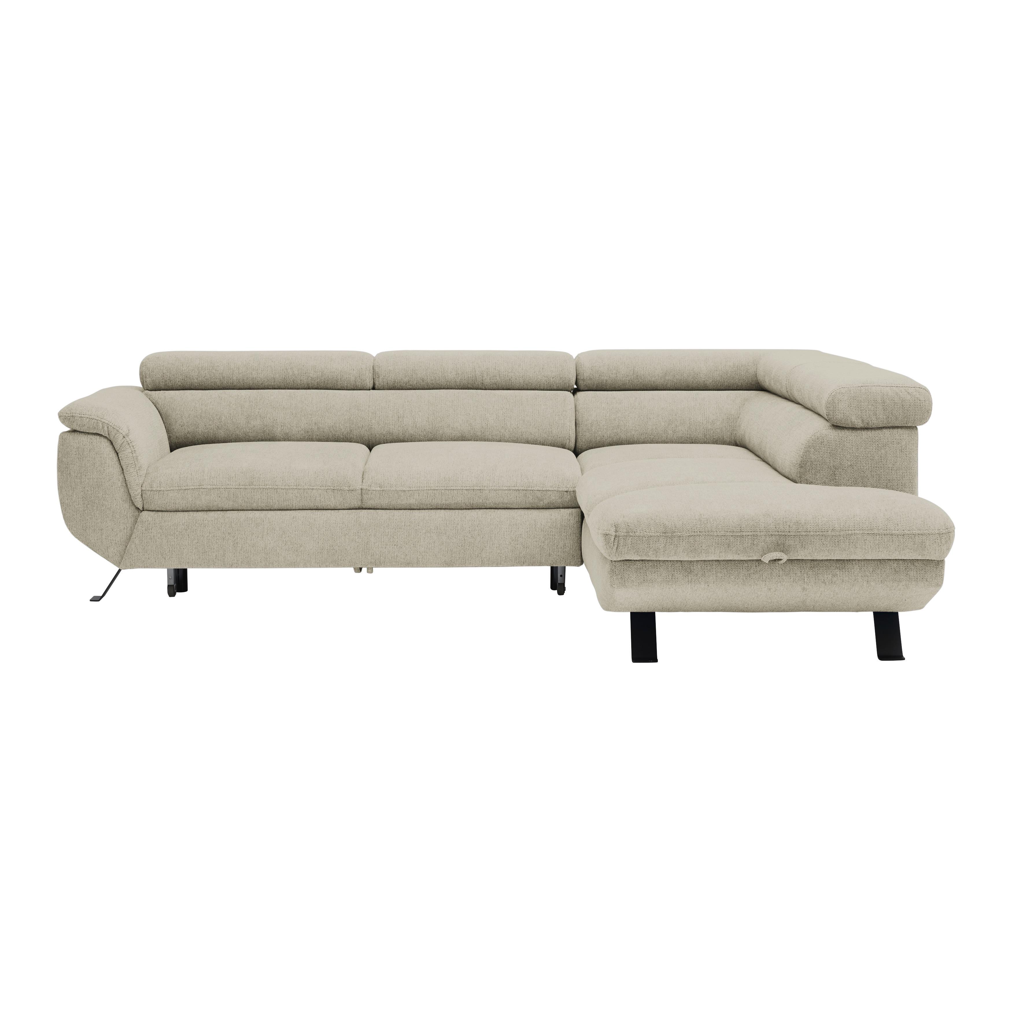Ecksofa Raven Greige - Greige/Schwarz, MODERN, Textil/Metall (257/198cm) - Mömax