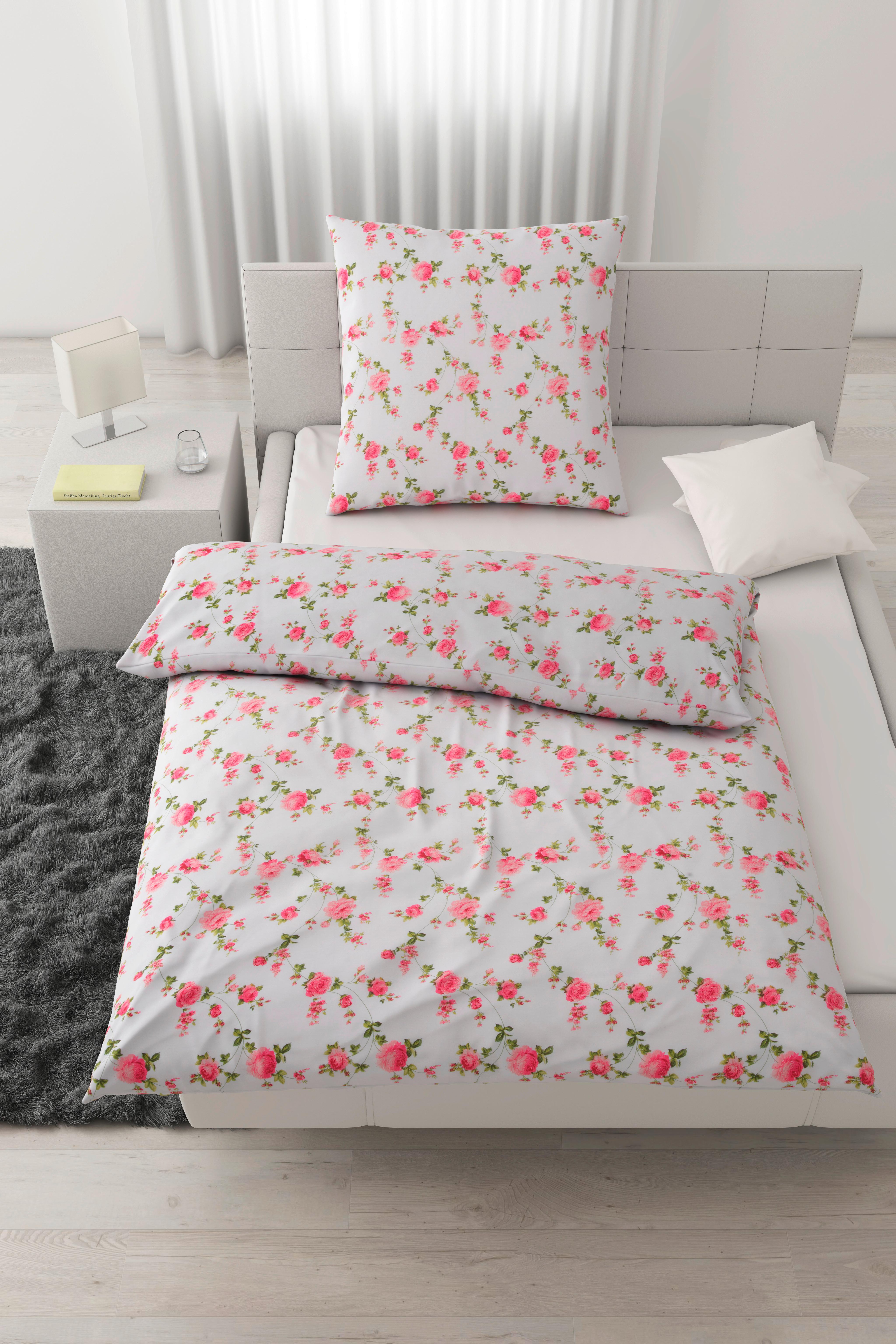 Bettwäsche Flora in Weiß ca. 135x200cm - Weiß, ROMANTIK / LANDHAUS, Textil (135/200cm) - Modern Living