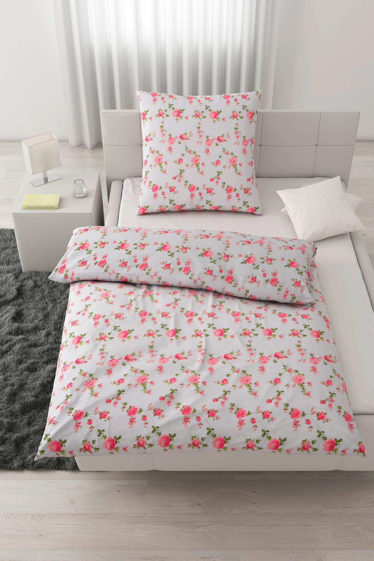Bettwäsche Flora in Weiß ca. 135x200cm - Weiß, ROMANTIK / LANDHAUS, Textil (135/200cm) - Modern Living