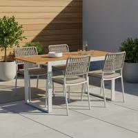 Gartentisch Naxos Silberfarben Akazie ca. 70x74x120cm - Silberfarben/Akaziefarben, KONVENTIONELL, Holz/Metall (80-120/74/70cm) - Gardenson