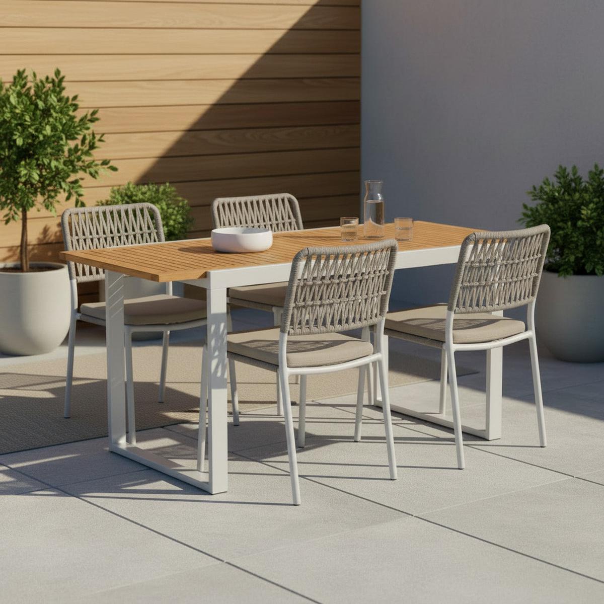 Gartentisch Naxos Silberfarben Akazie ca. 70x74x120cm - Silberfarben/Akaziefarben, KONVENTIONELL, Holz/Metall (80-120/74/70cm) - Gardenson