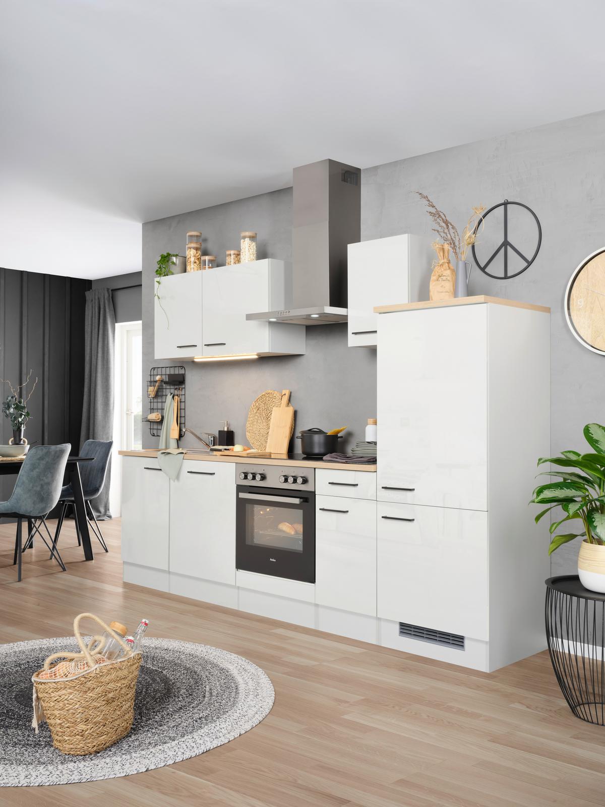 Kuhinjski Blok Brez Aparatov Levi, Svetlo Siva - siva, Moderno, leseni material (270cm) - FlexWell
